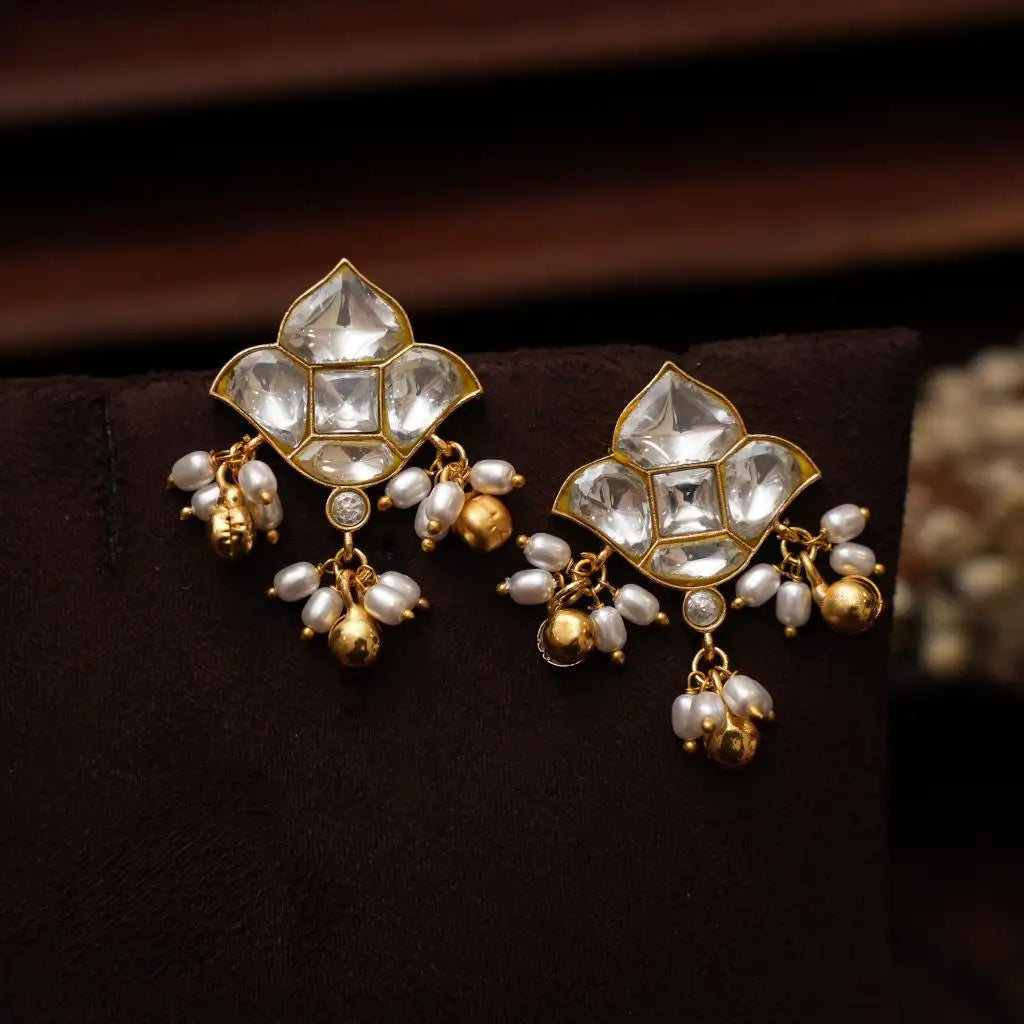 Rohati Polki Ear Stud - White