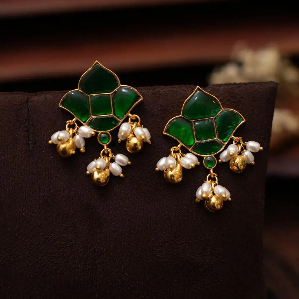 Rohati Polki Ear Stud - Green
