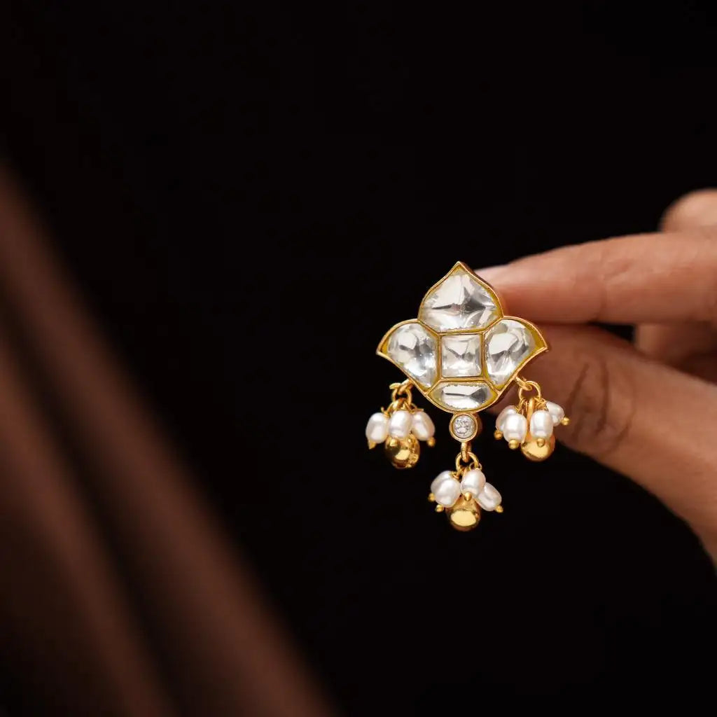 Rohati Polki Ear Stud - White