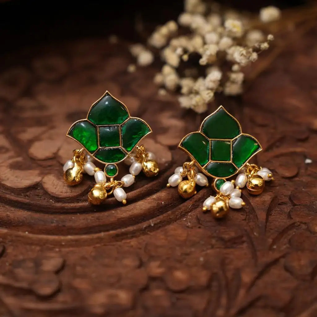 Rohati Polki Ear Stud - Green