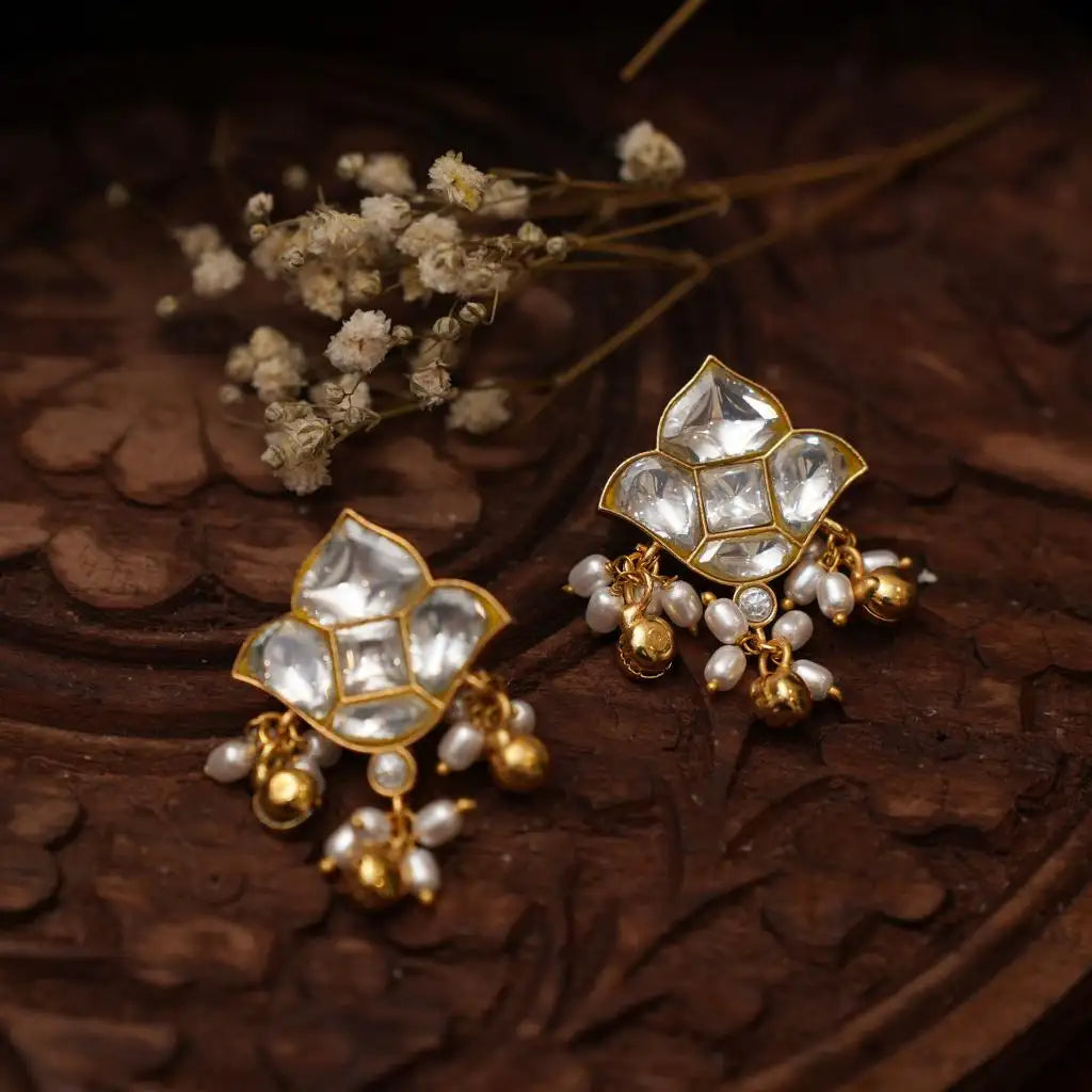 Rohati Polki Ear Stud - White