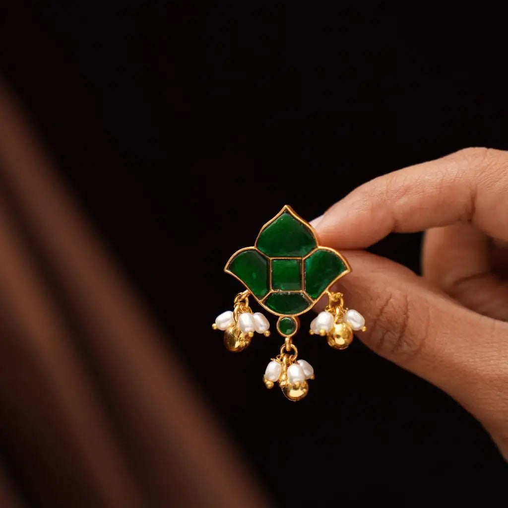 Rohati Polki Ear Stud - Green