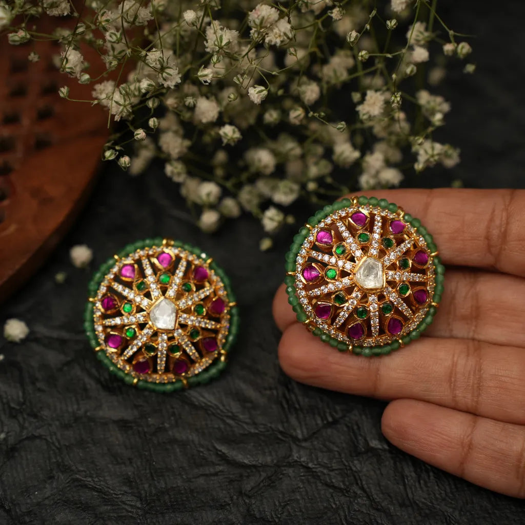 Rosie Polki Ear Stud - Red