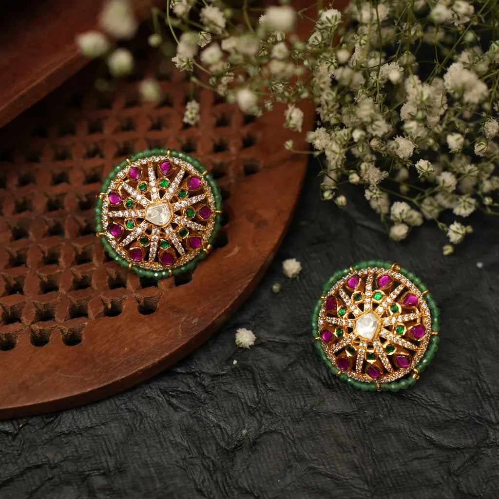 Rosie Polki Ear Stud - Red