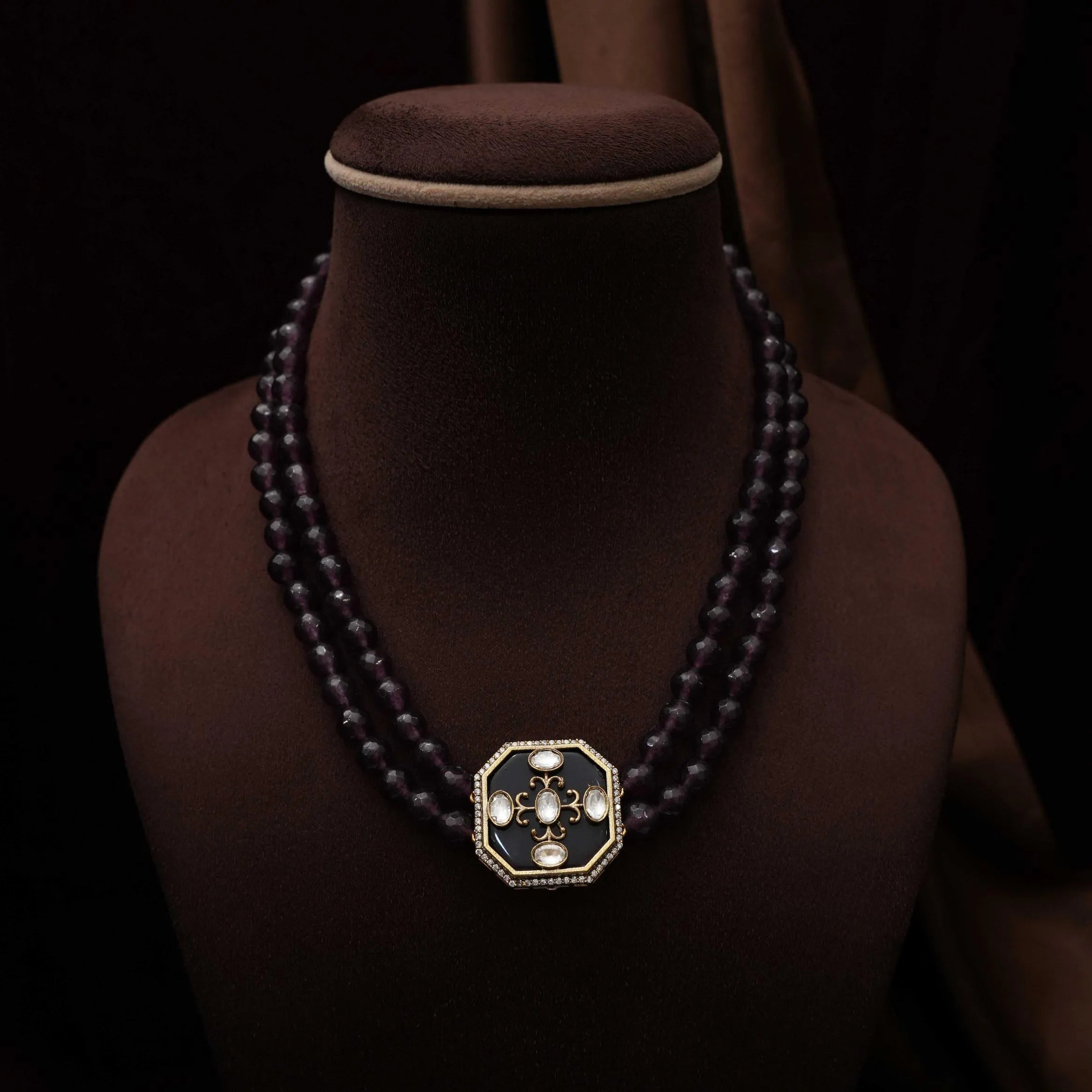 Ruchira Beaded Necklace - Dark Purple