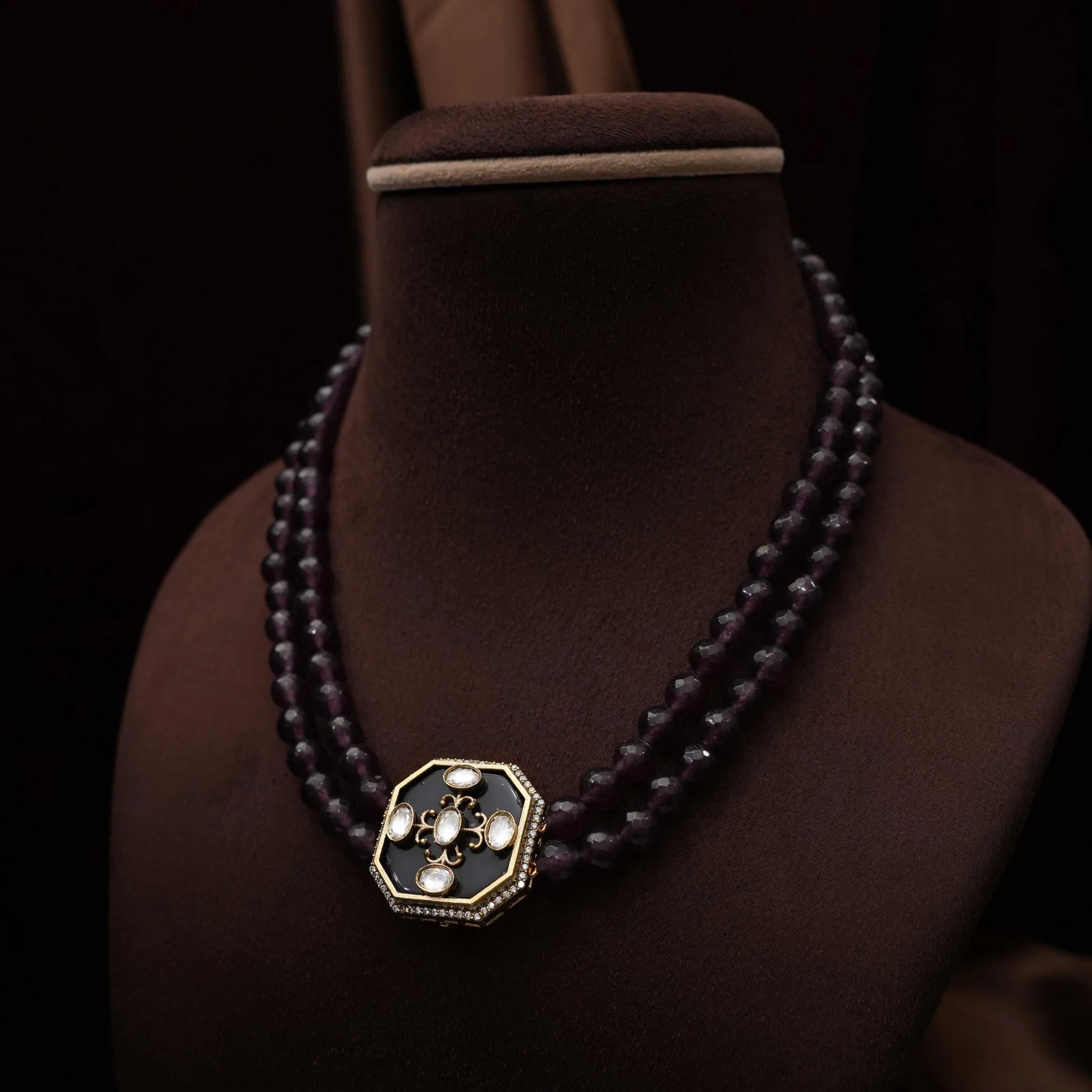 Ruchira Beaded Necklace - Dark Purple
