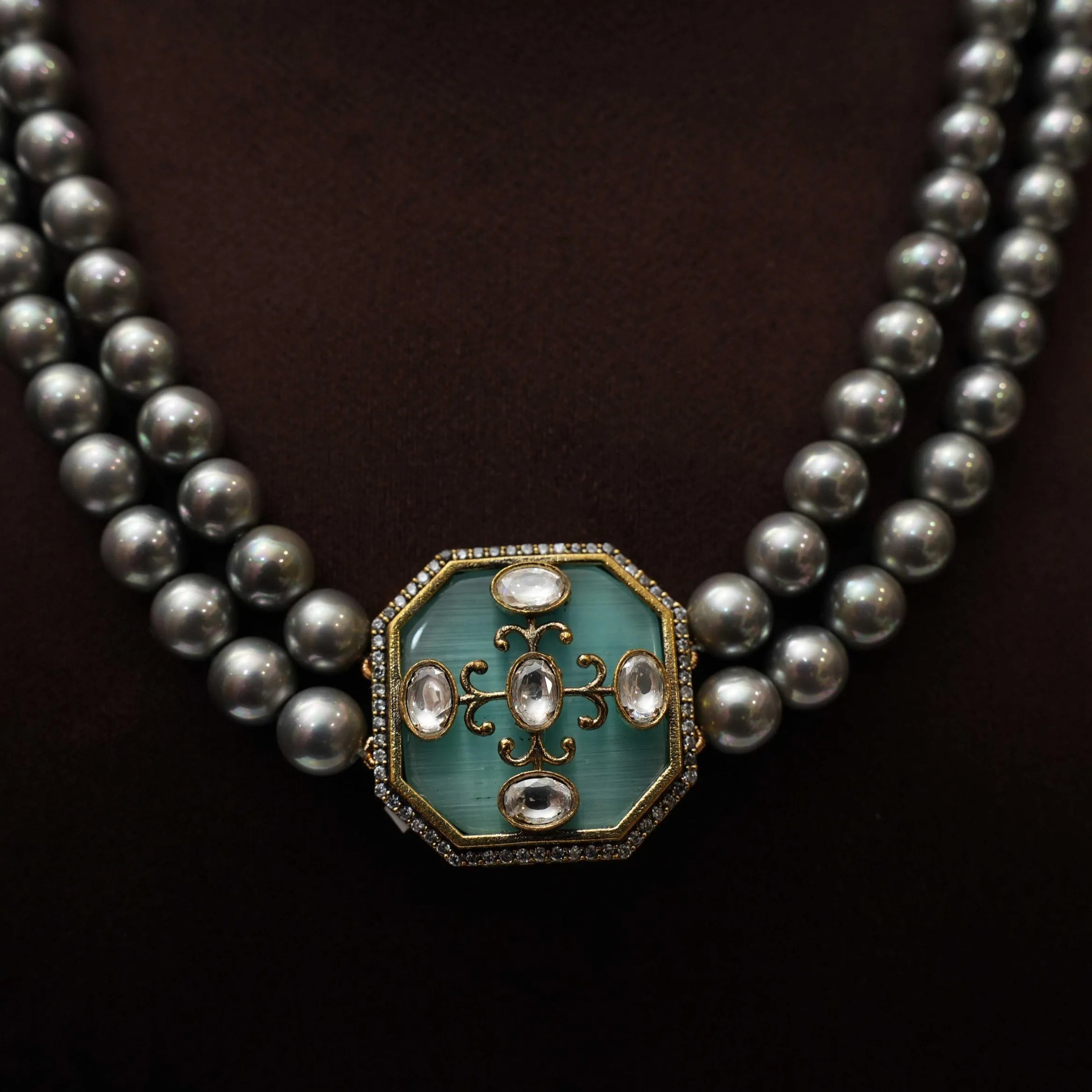 Ruchira Beaded Necklace - Grey