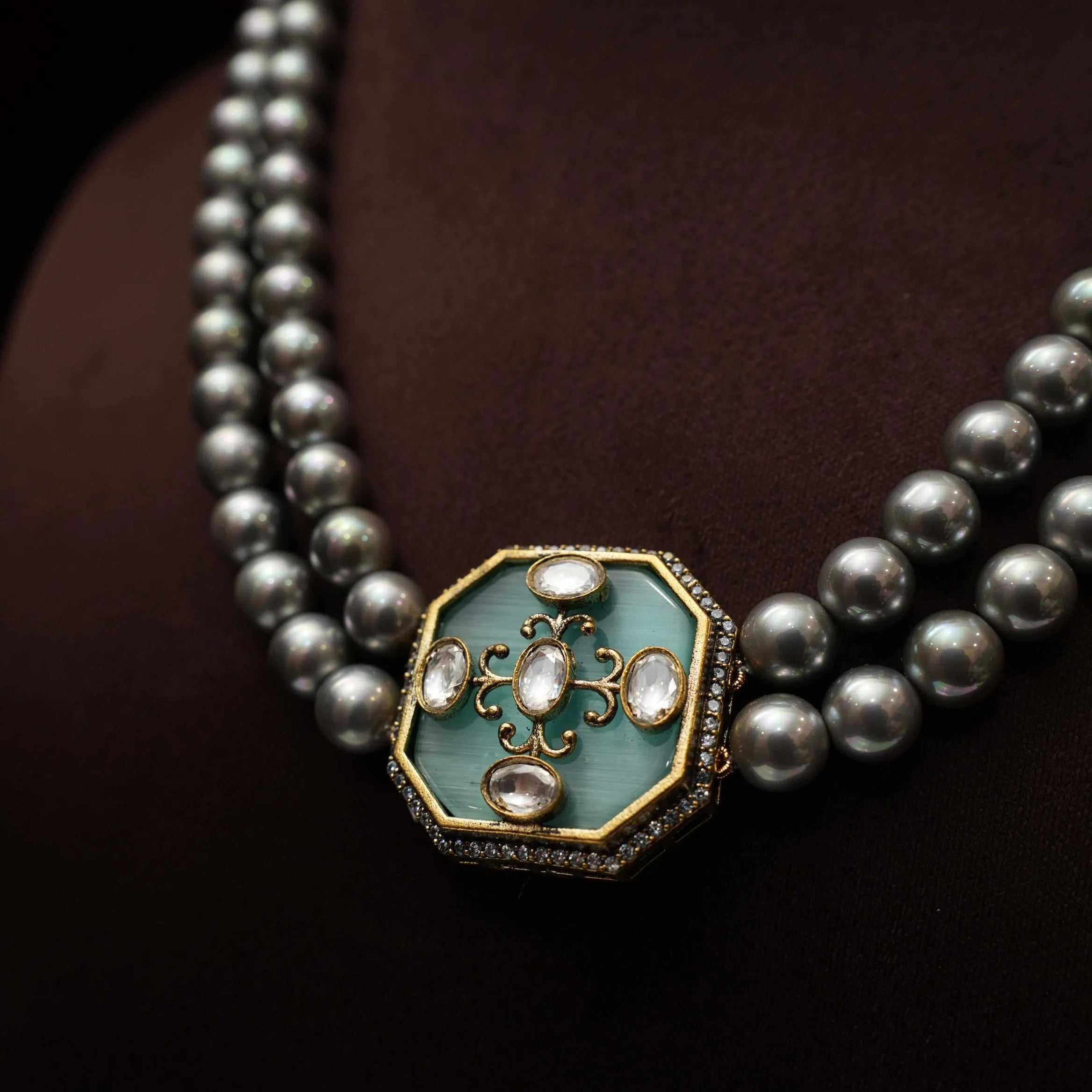 Ruchira Beaded Necklace - Grey