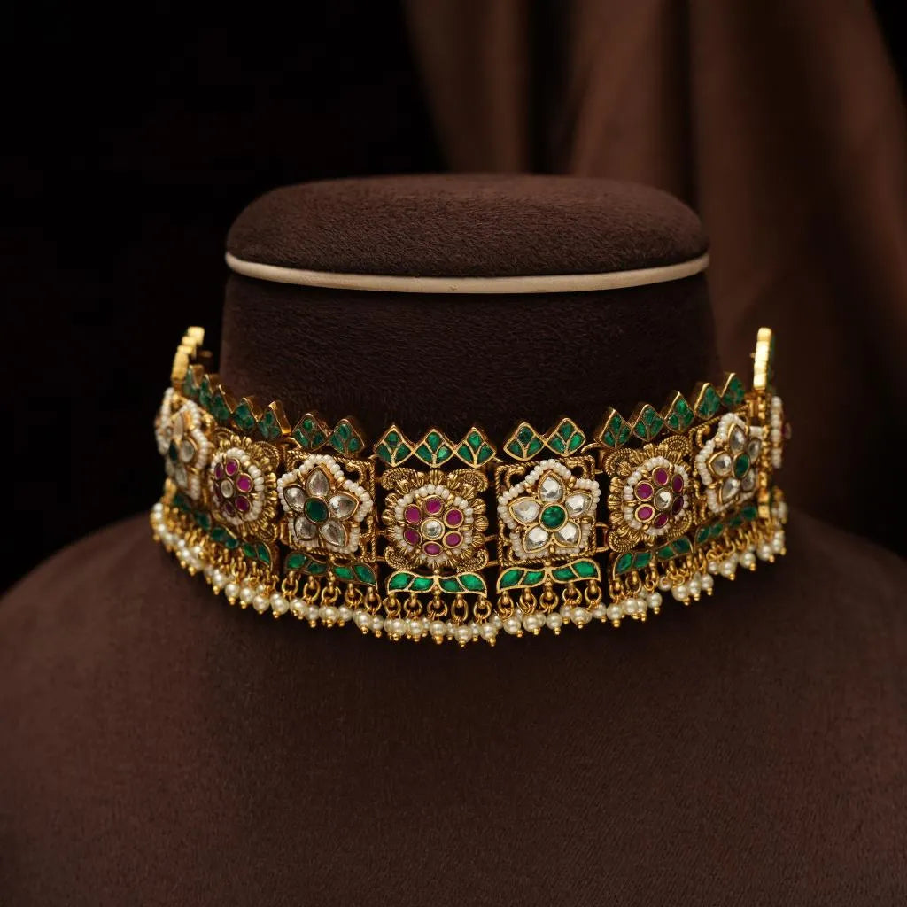 Rupinder Polki Choker - Green