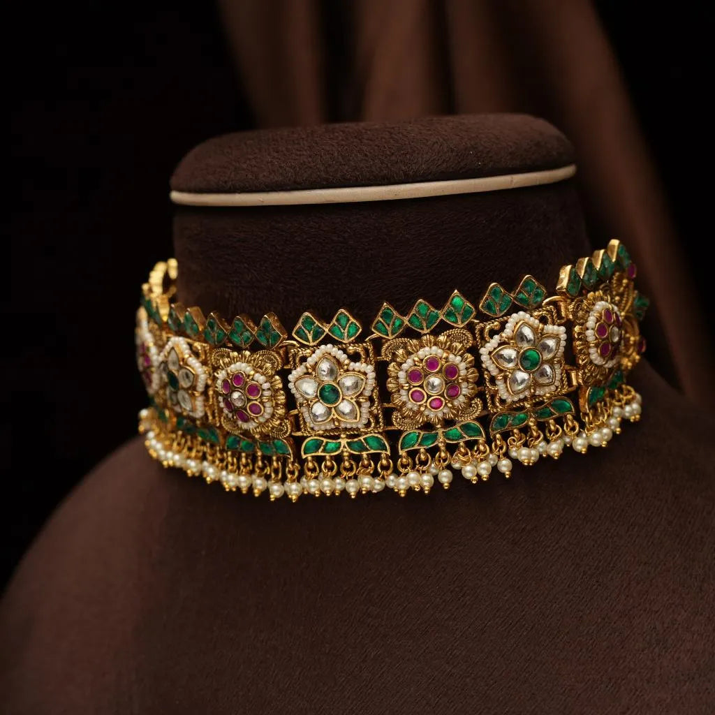 Rupinder Polki Choker - Green