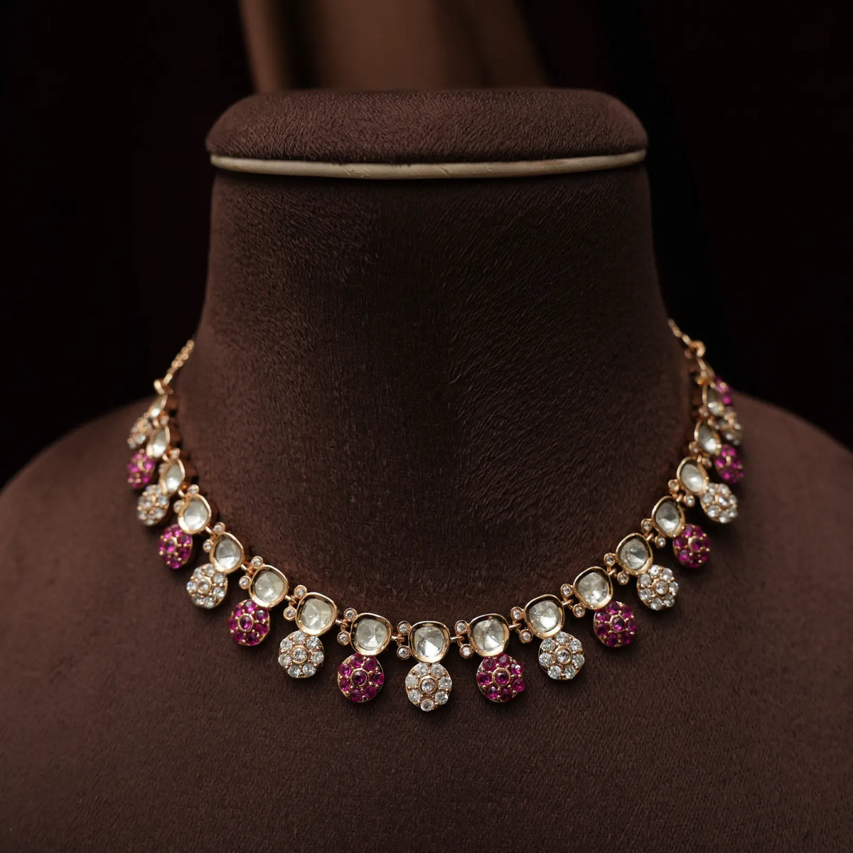 Ruveya Victorian Necklace - Reddish Pink