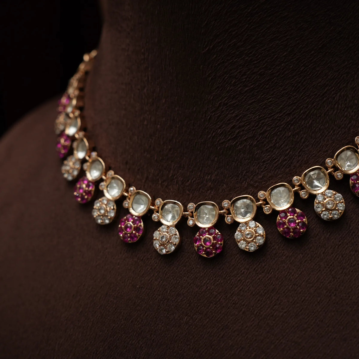 Ruveya Victorian Necklace - Reddish Pink
