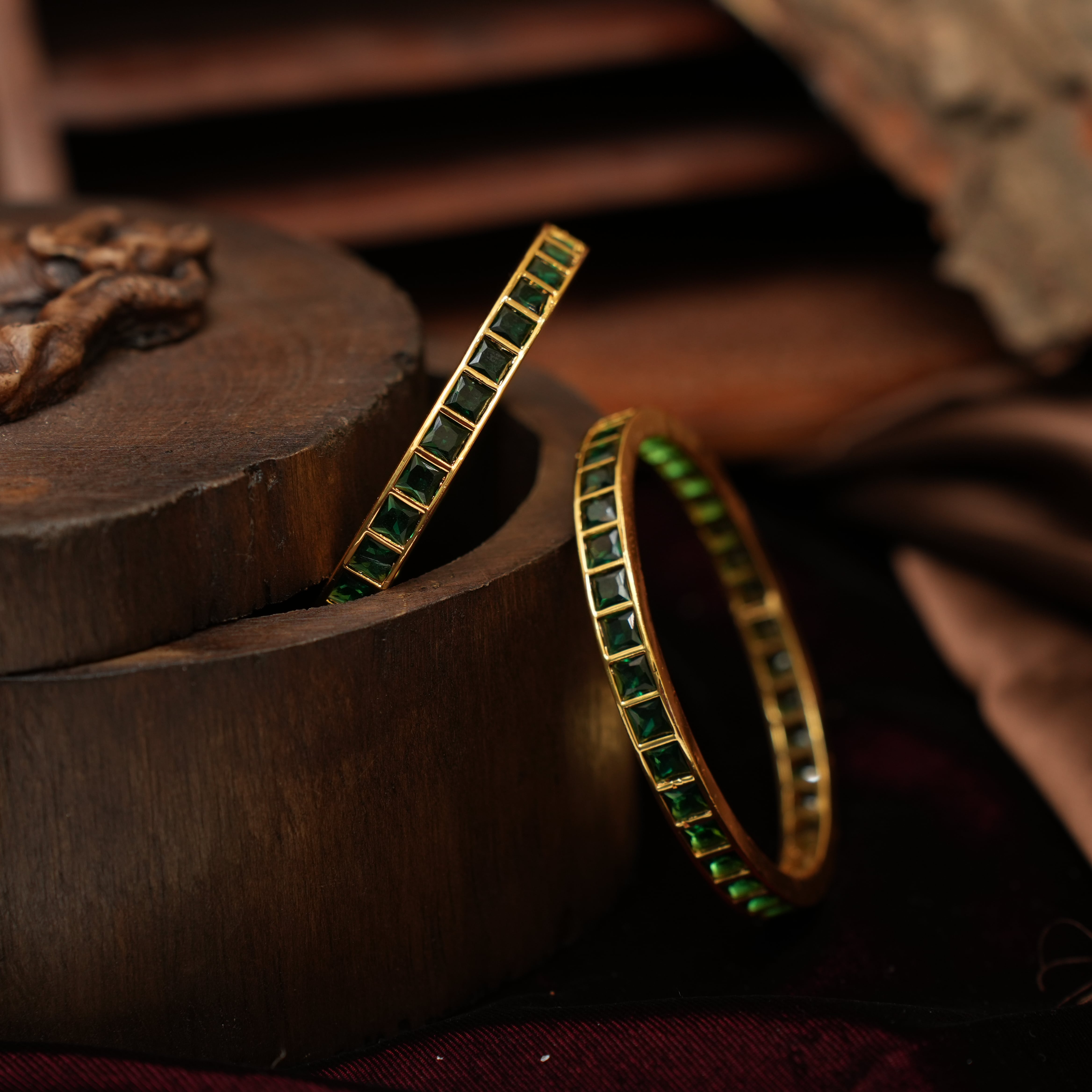 Meera Antique Bangles - Green - Rimli Boutique