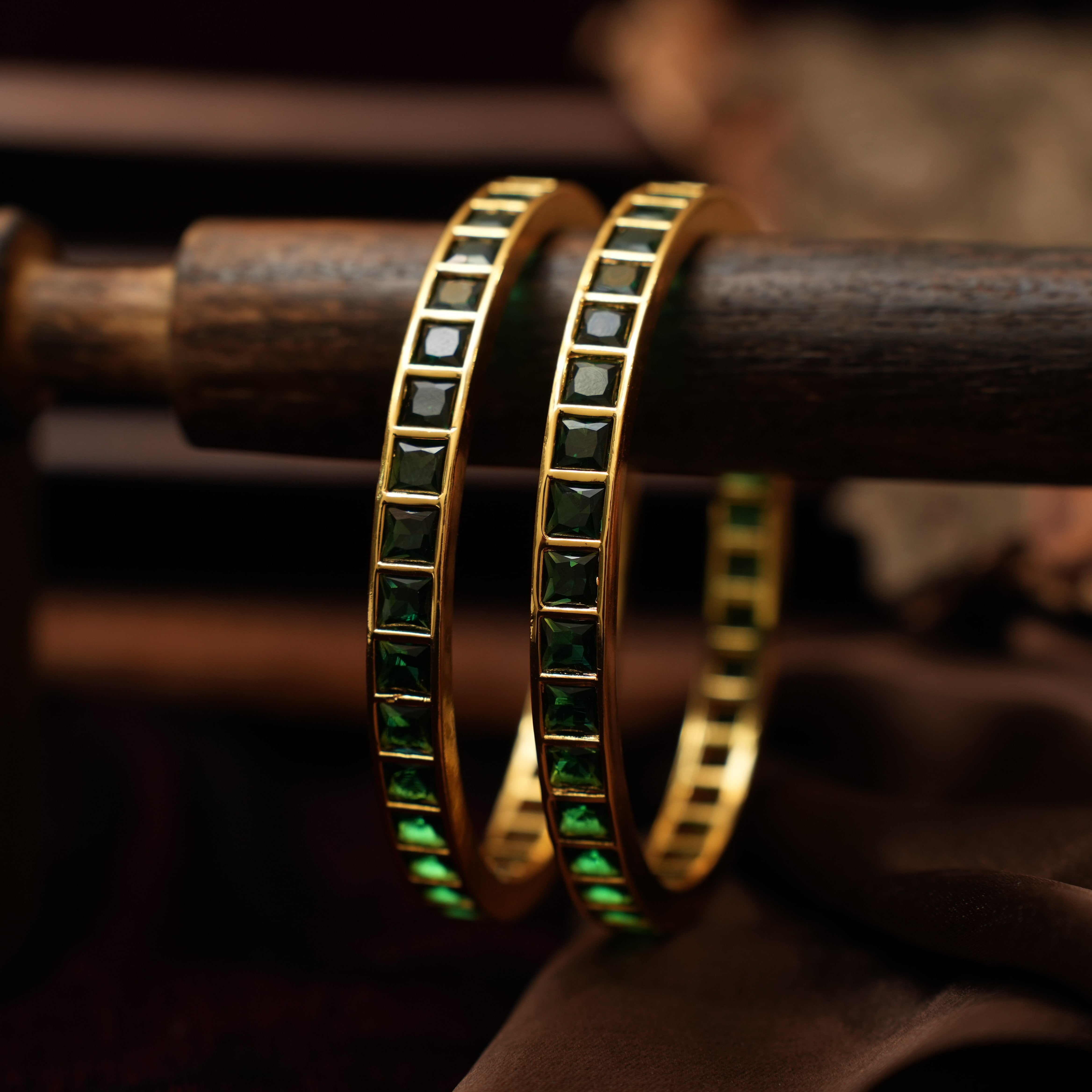 Meera Antique Bangles - Green - Rimli Boutique