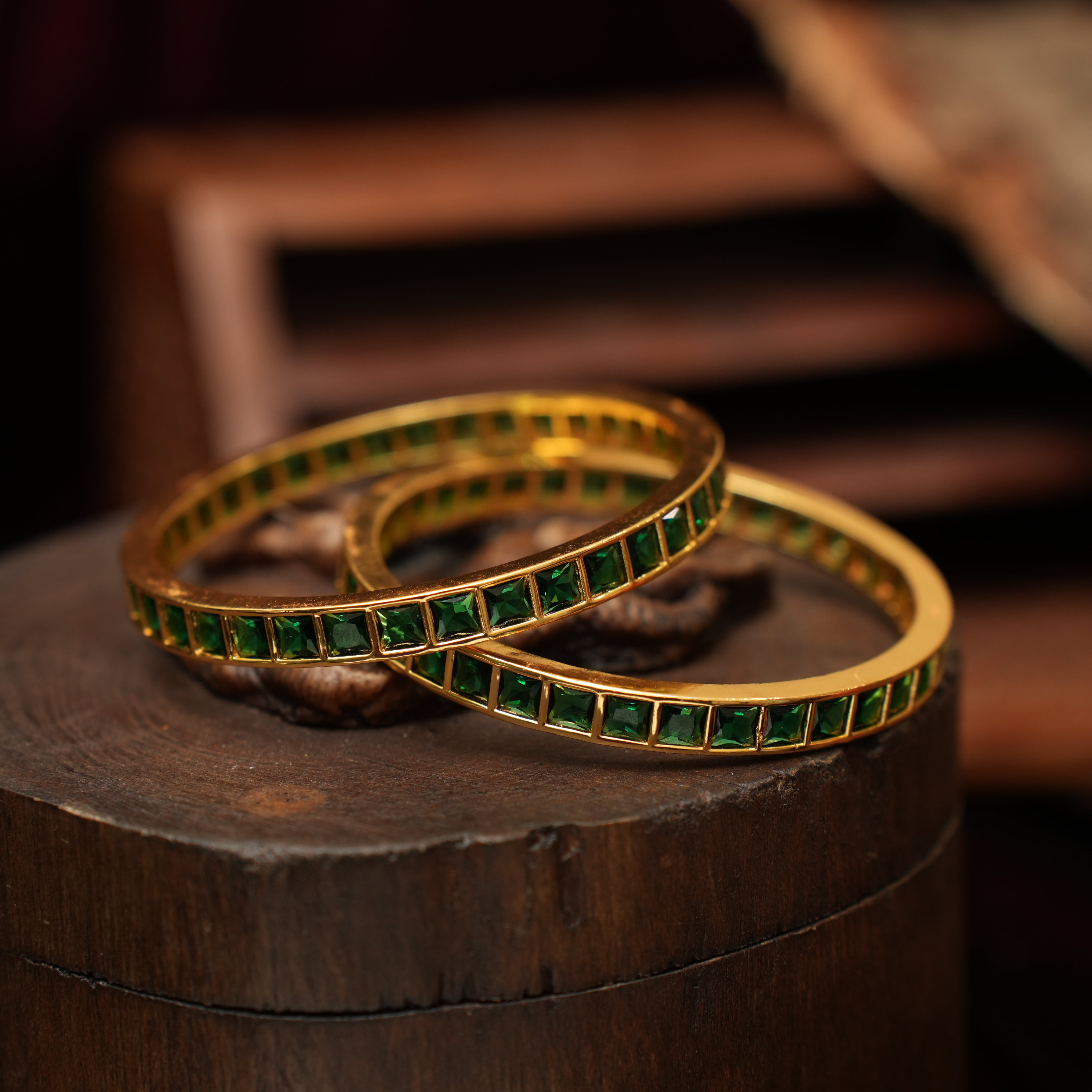 Meera Antique Bangles - Green - Rimli Boutique
