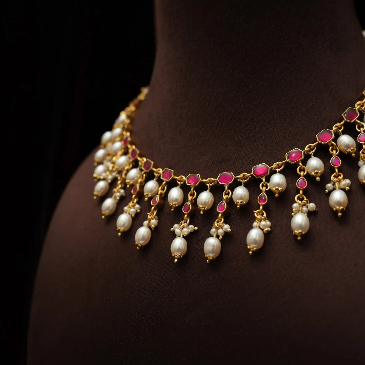 Asmika Silver Reversible Necklace - Red & White