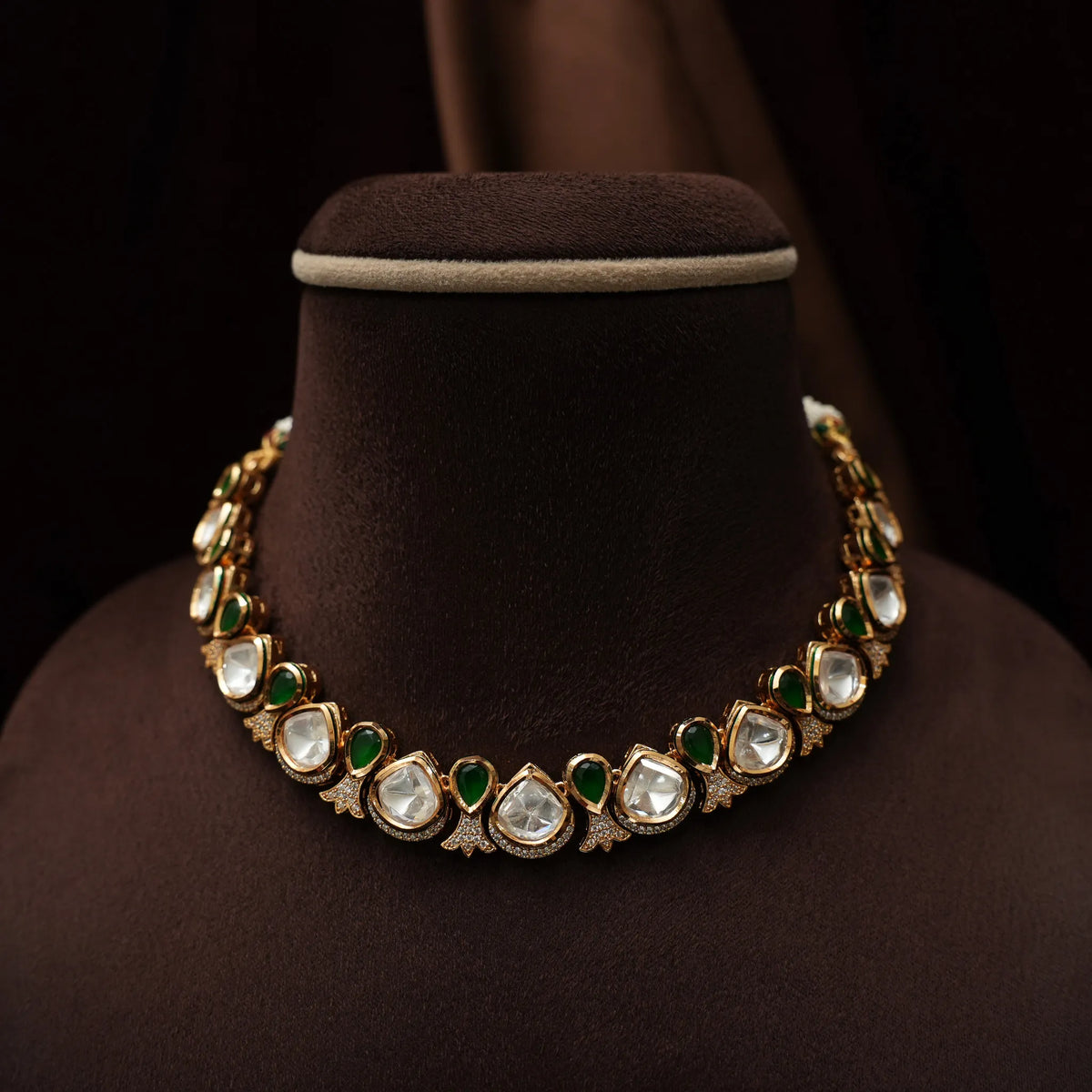 Ashna Victorian Polki Necklace - Green