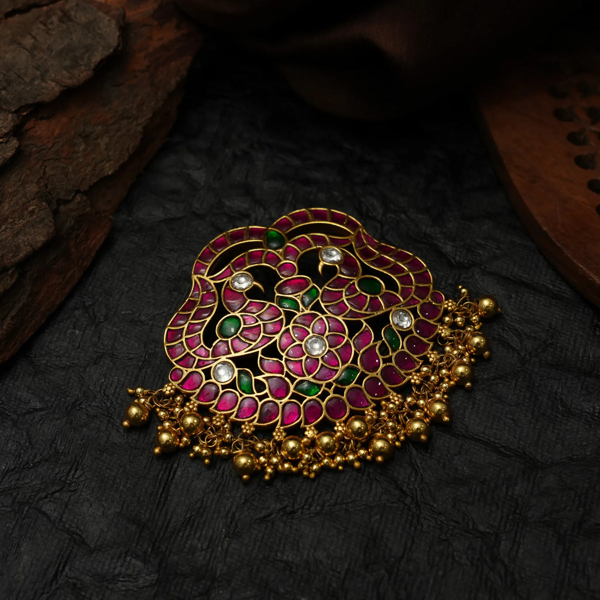 Ayushmati Polki Pendant - Red