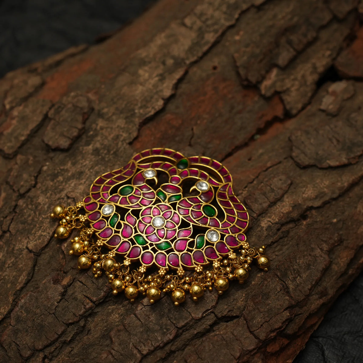 Ayushmati Polki Pendant - Red
