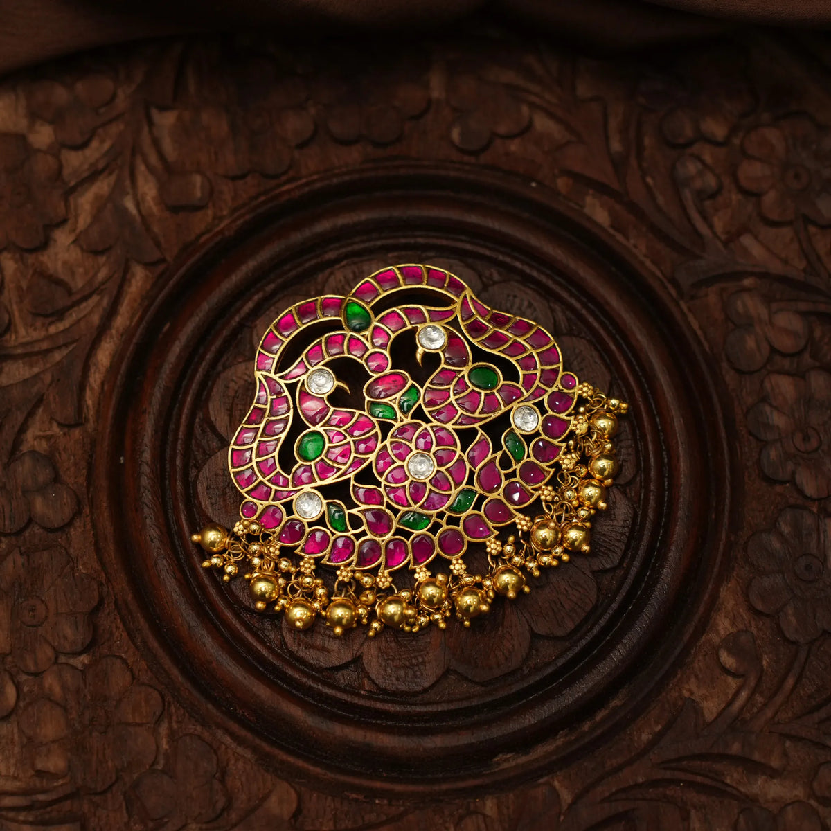 Ayushmati Polki Pendant - Red