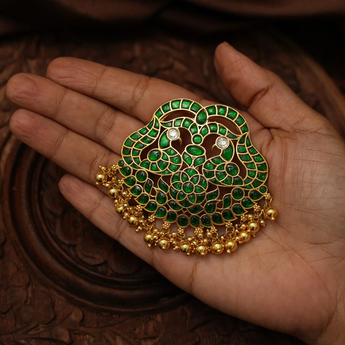 Ayushmati Polki Pendant - Green