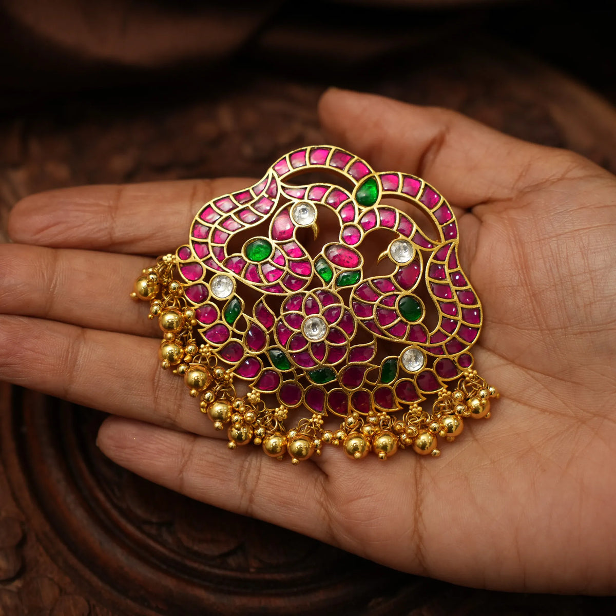 Ayushmati Polki Pendant - Red