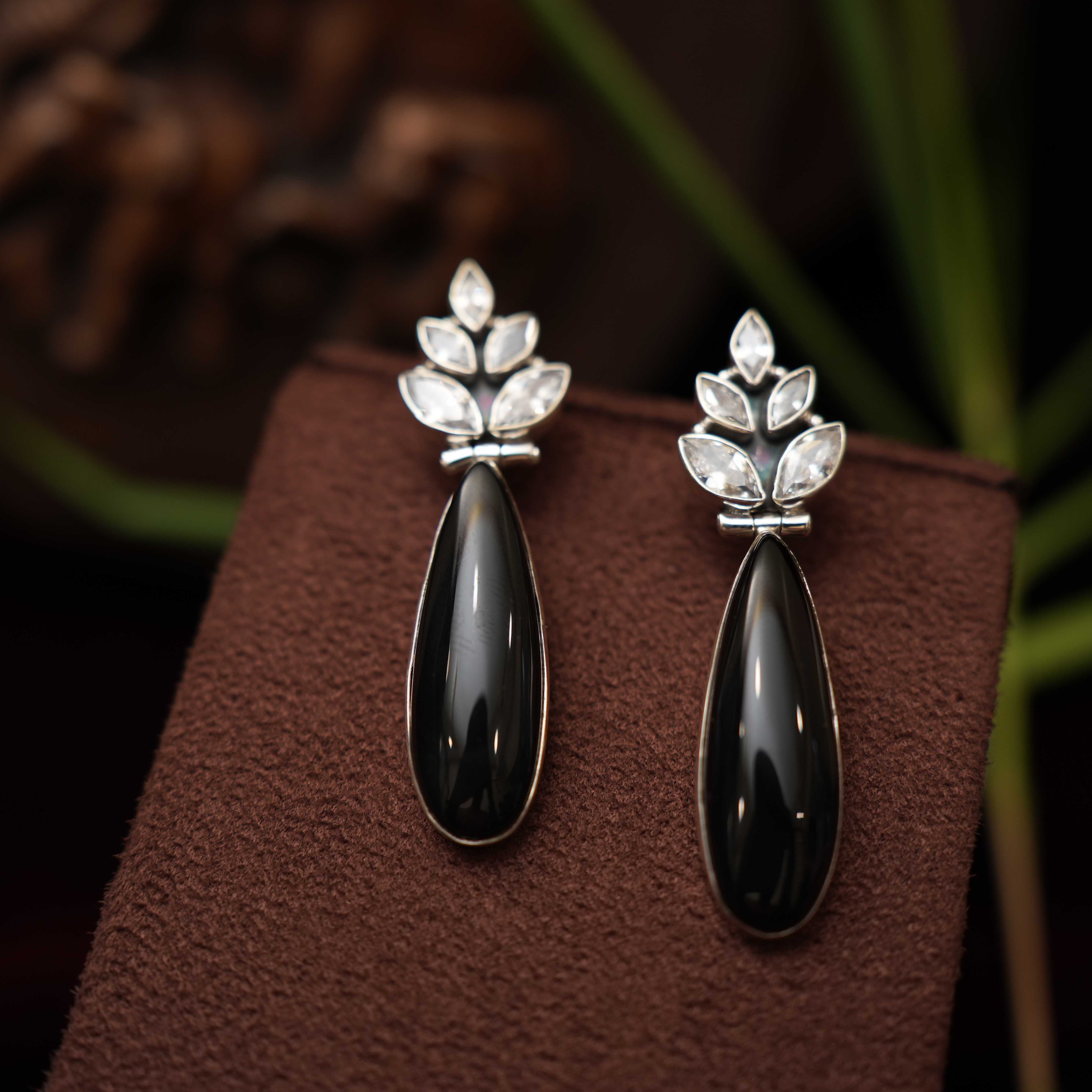 Kezia Oxidized Silver Earrings - Black - Rimli Boutique
