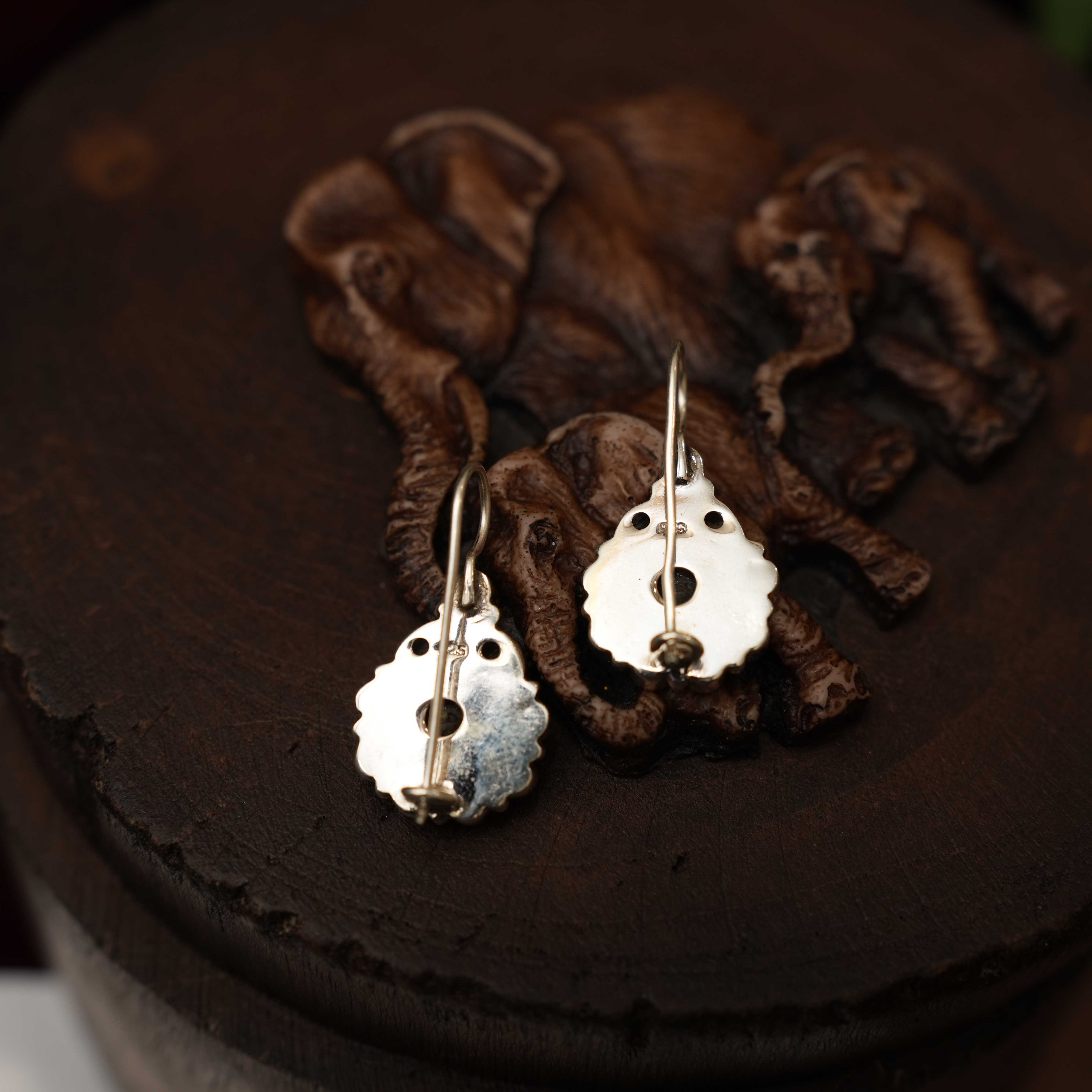 Shilpa 925 Oxidized Silver Earrings - Turquoise - Rimli Boutique