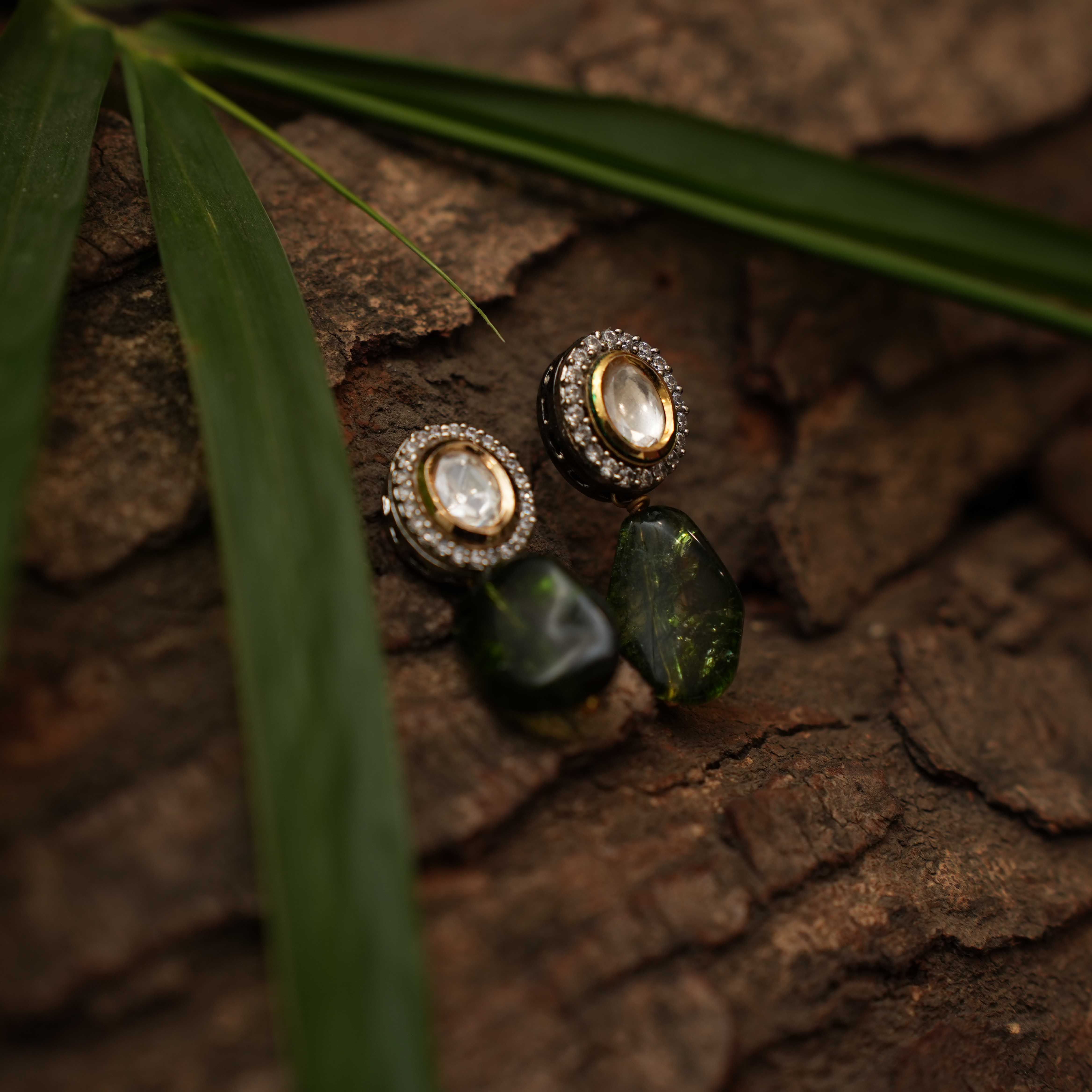 Willow Kundan Earstud - Green - Rimli Boutique