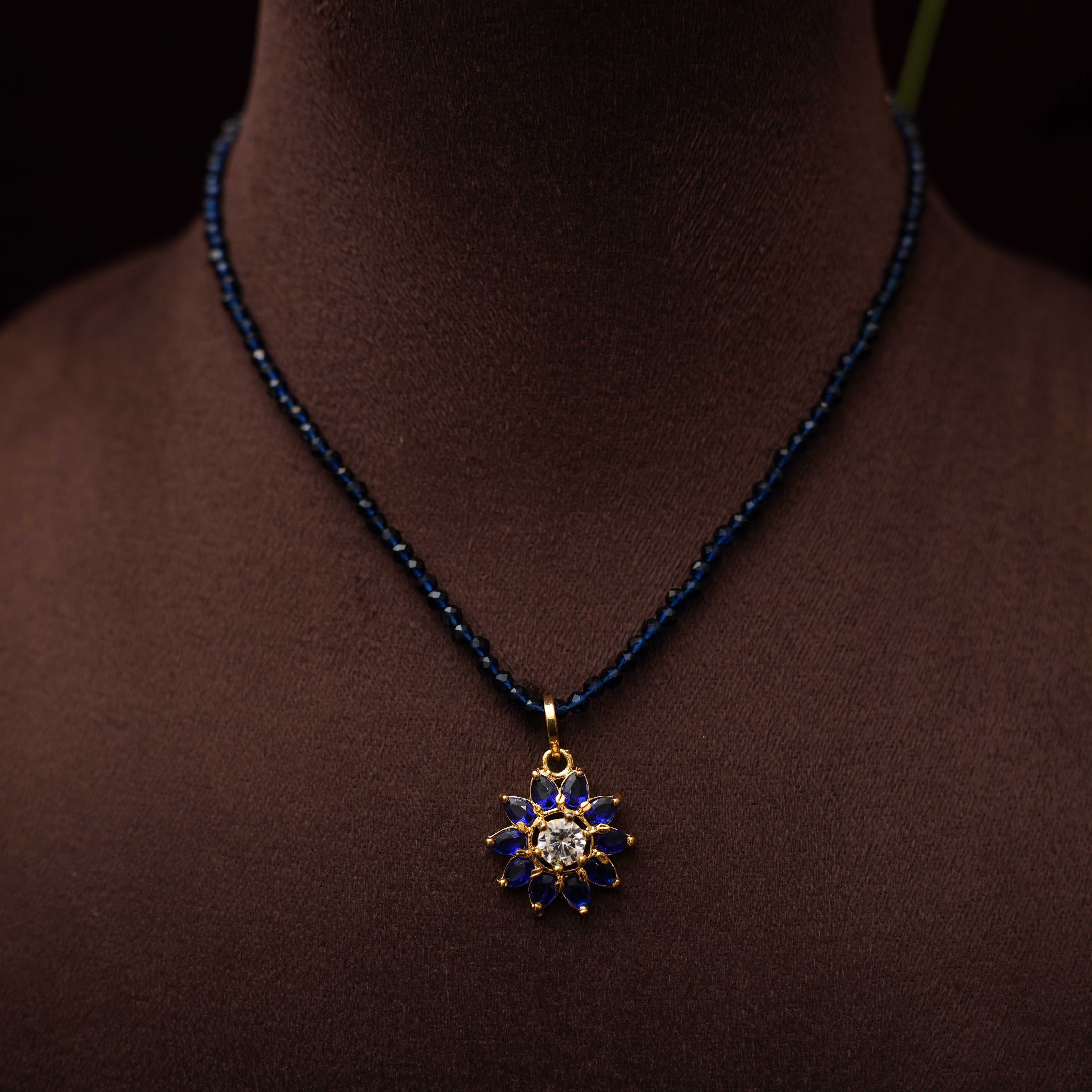 Arthika Minimal Beaded Necklace - Blue - Rimli Boutique