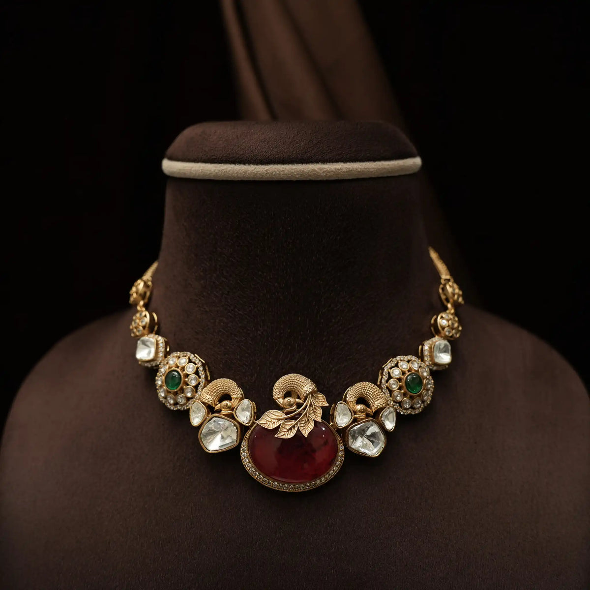 Madhvi Polki Necklace - Red
