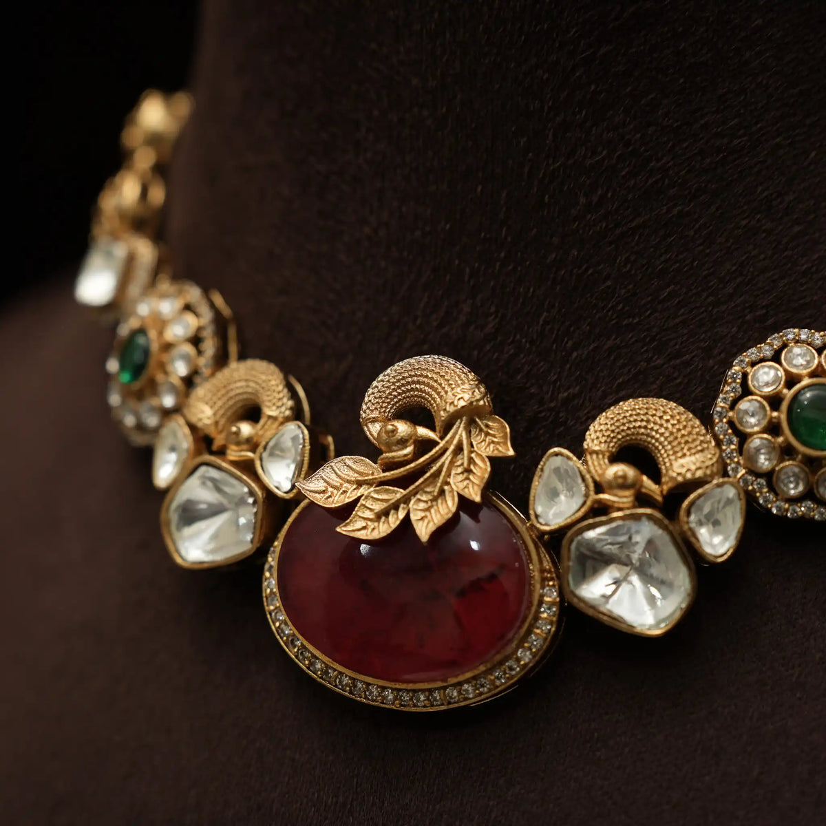 Madhvi Polki Necklace - Red