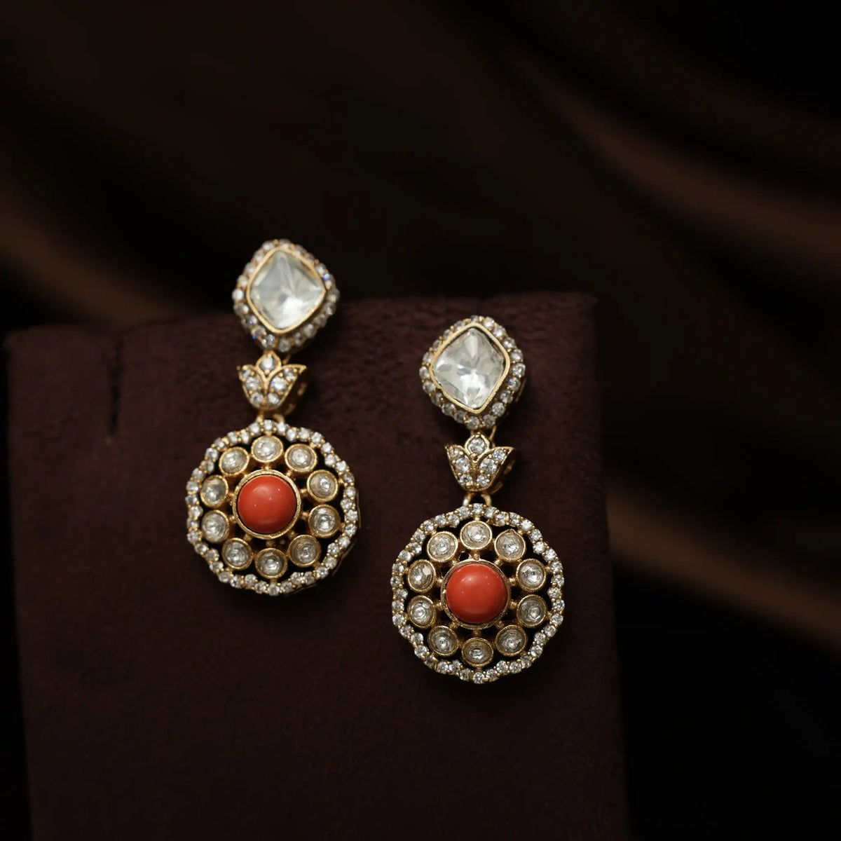 Madhvi Polki Necklace - Coral