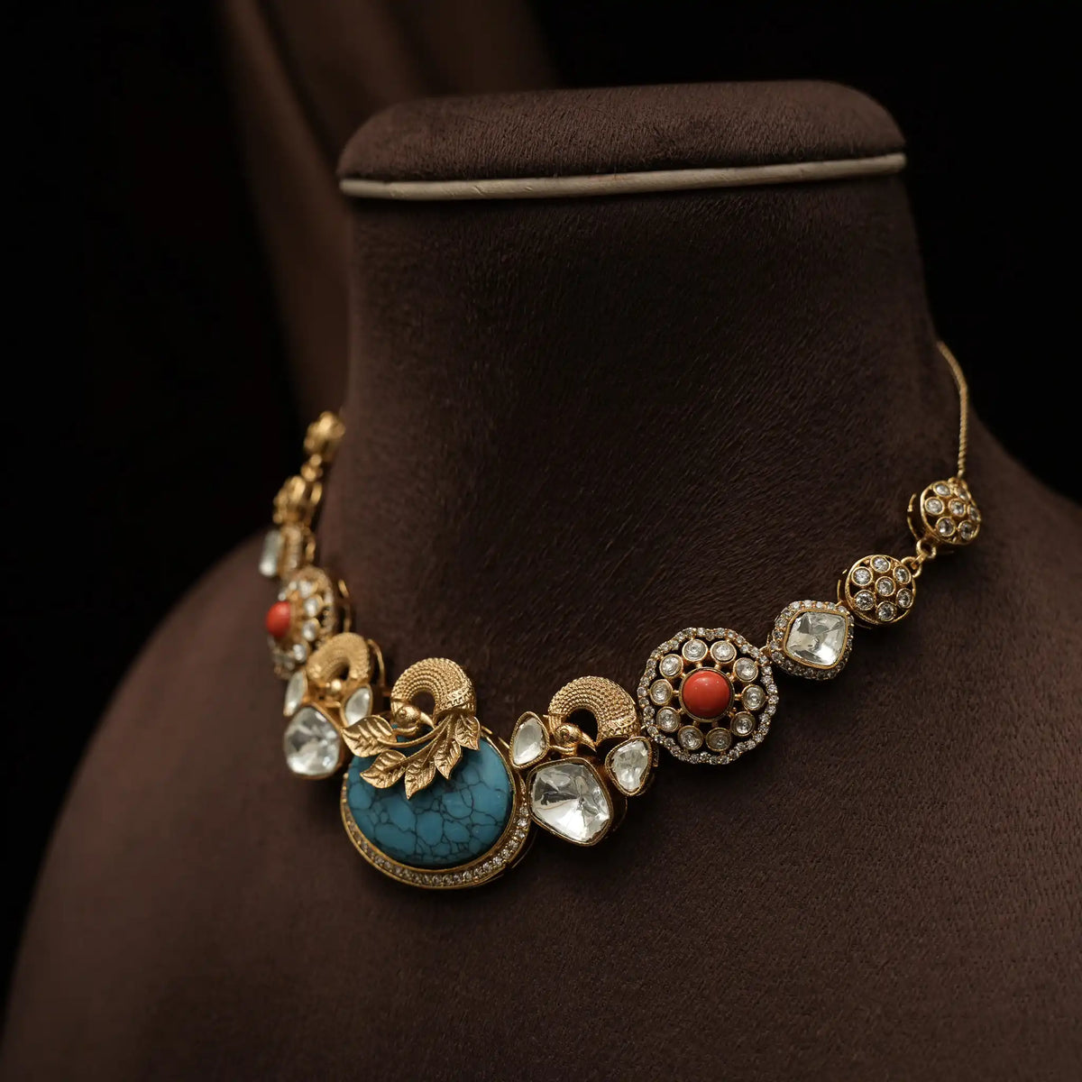 Madhvi Polki Necklace - Turquoise