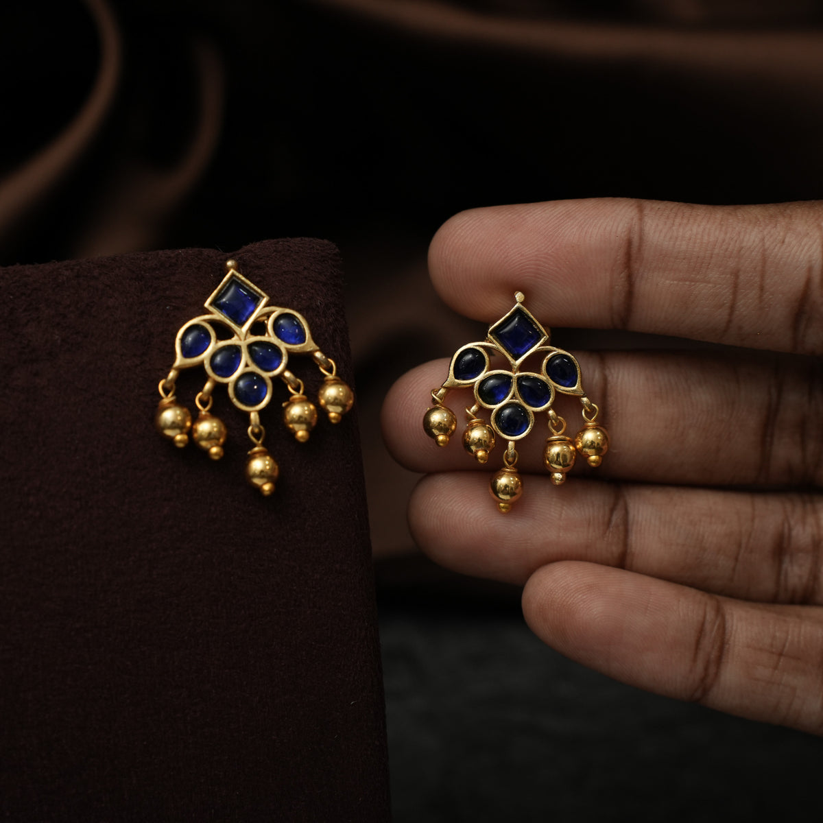 Sirisha Antique Ear Stud - Blue