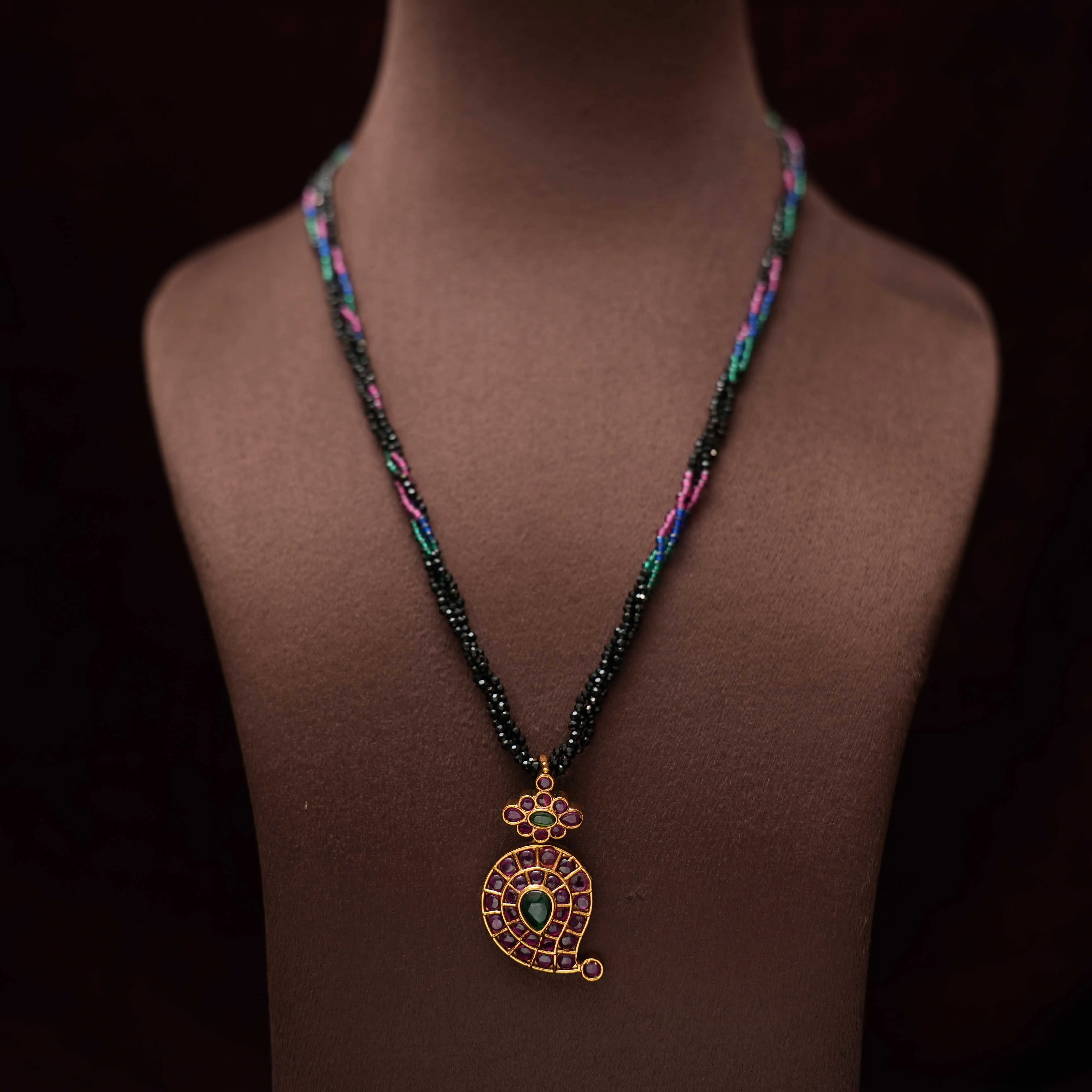 Niya Antique Beaded Necklace - Red - Rimli Boutique