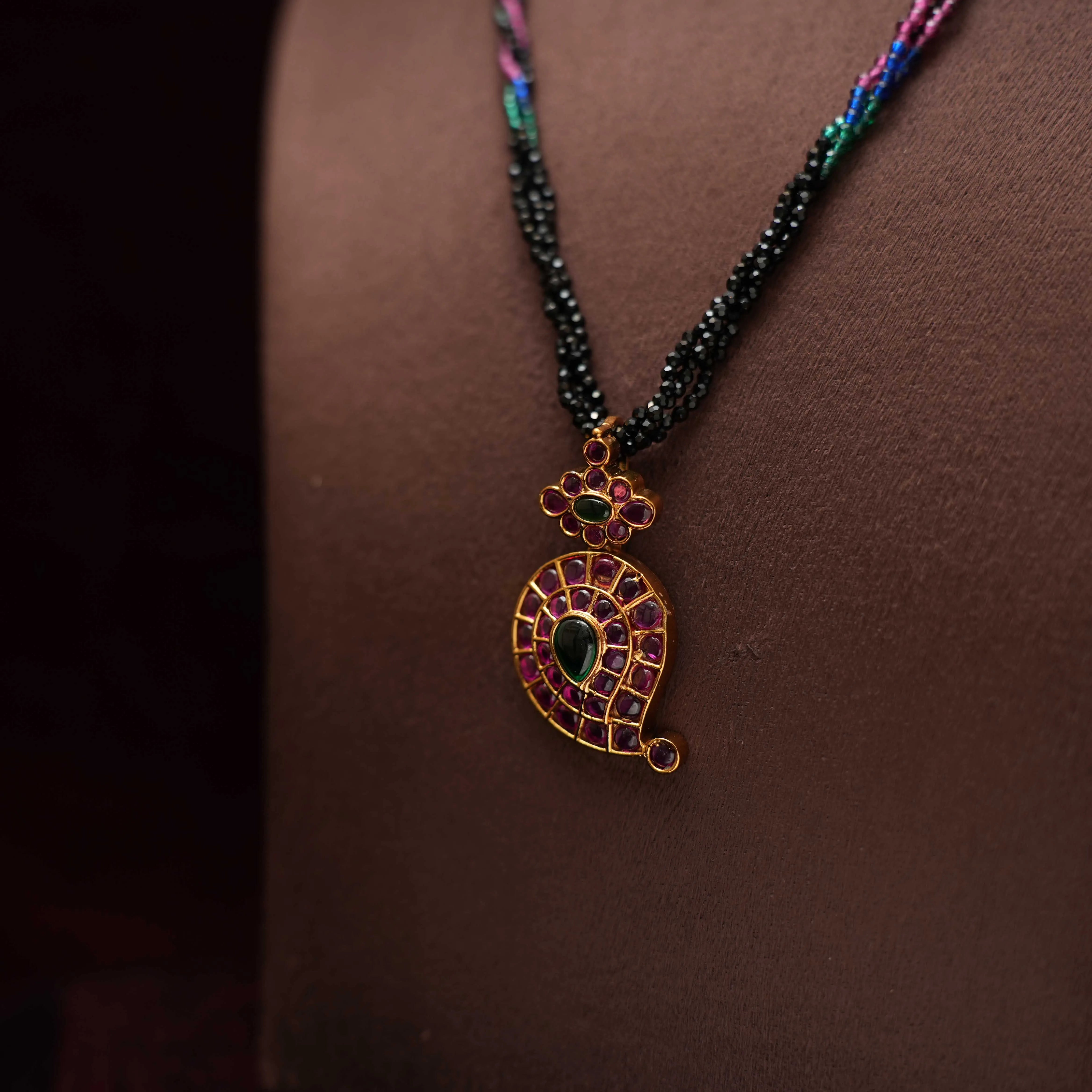 Niya Antique Beaded Necklace - Red - Rimli Boutique