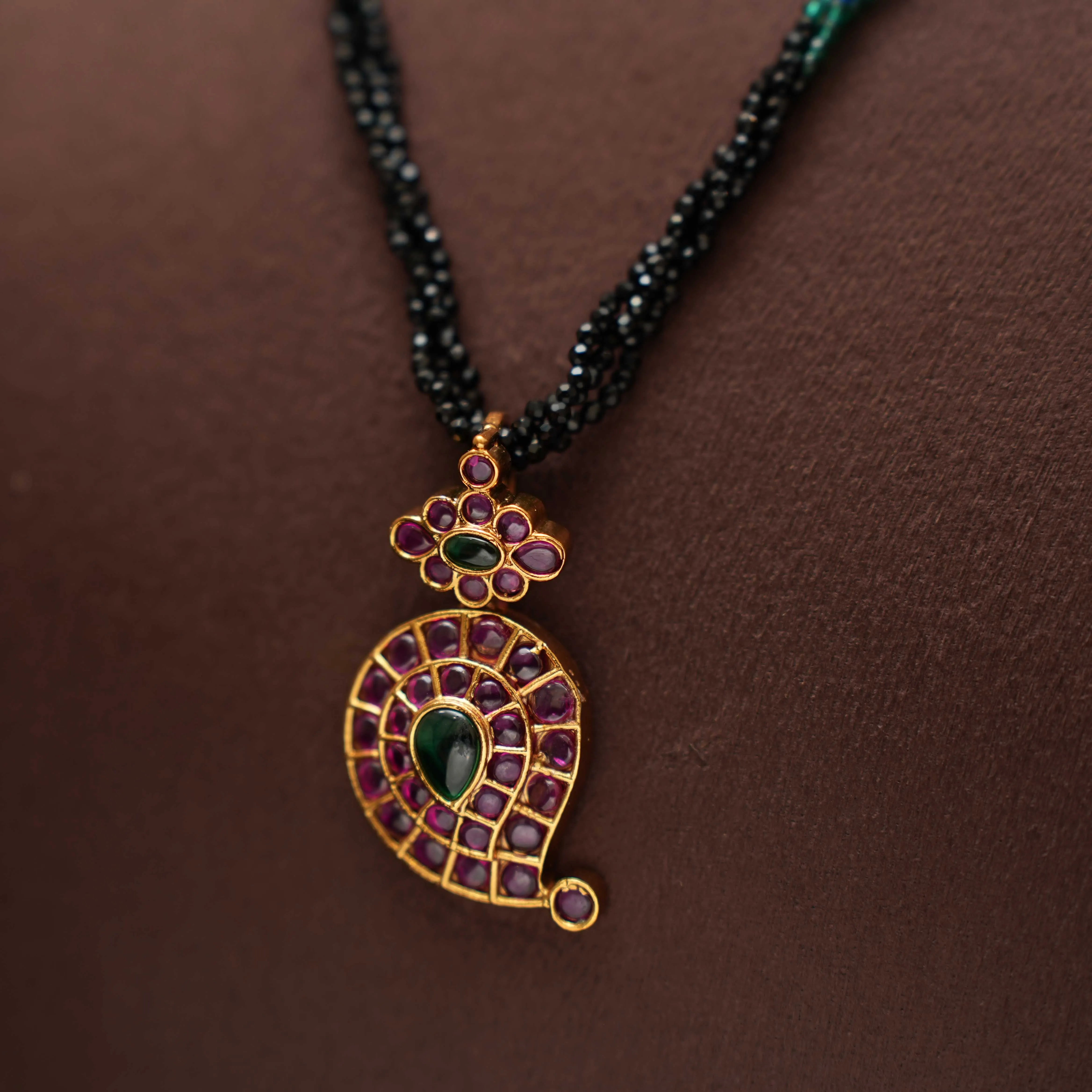 Niya Antique Beaded Necklace - Red - Rimli Boutique