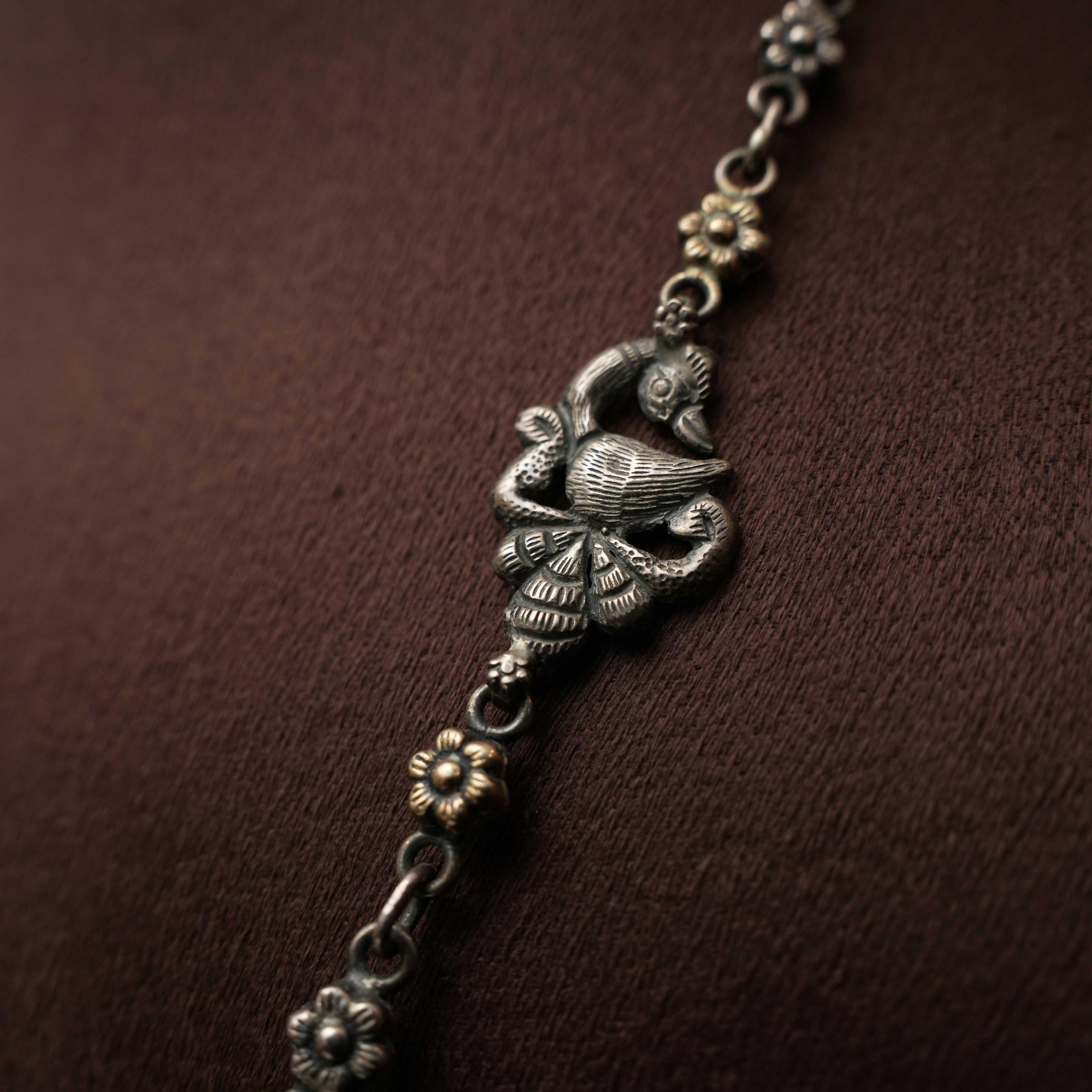 Dual Tone Polki Silver Necklace - Rimli Boutique