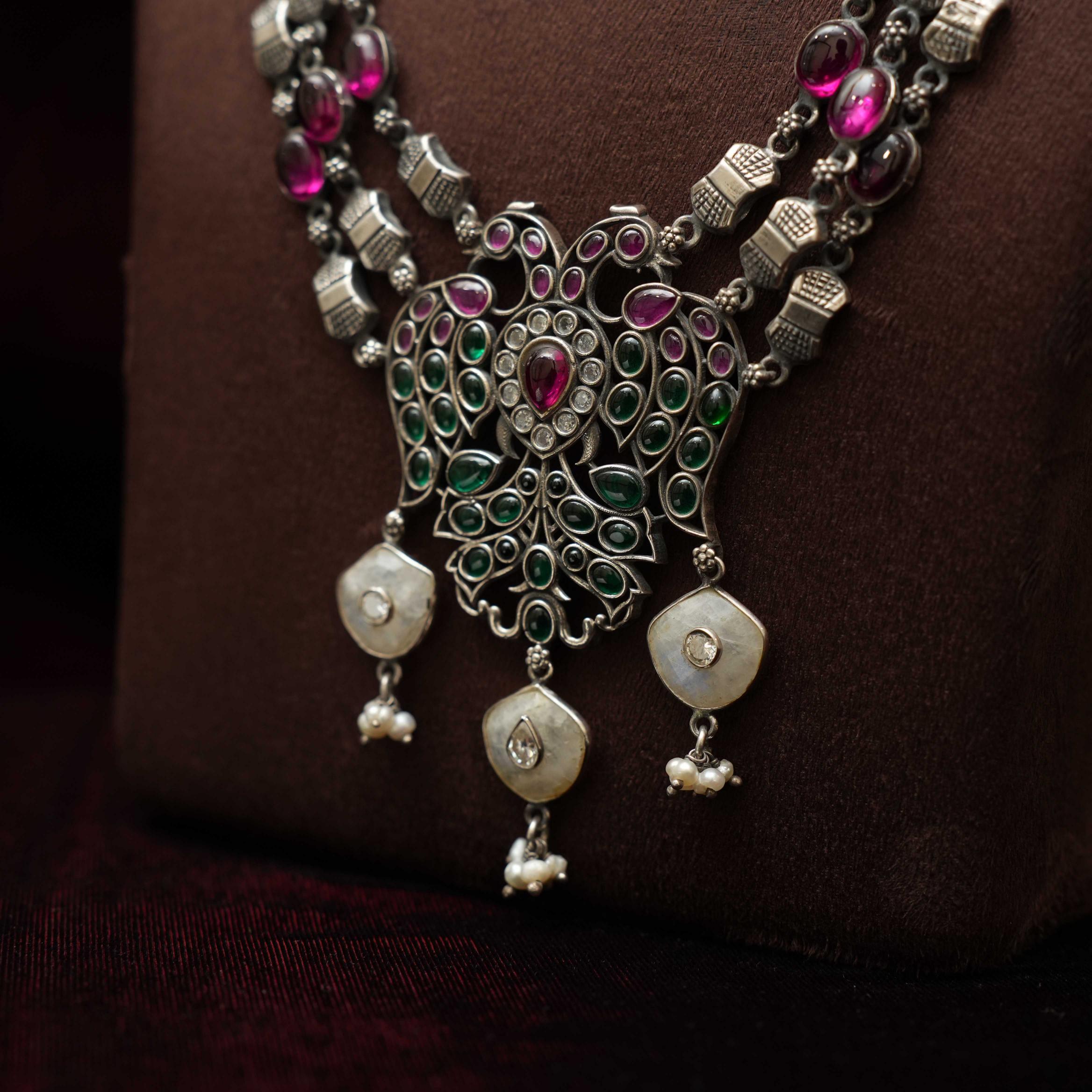 Ethnic Silver Necklace - Rimli Boutique