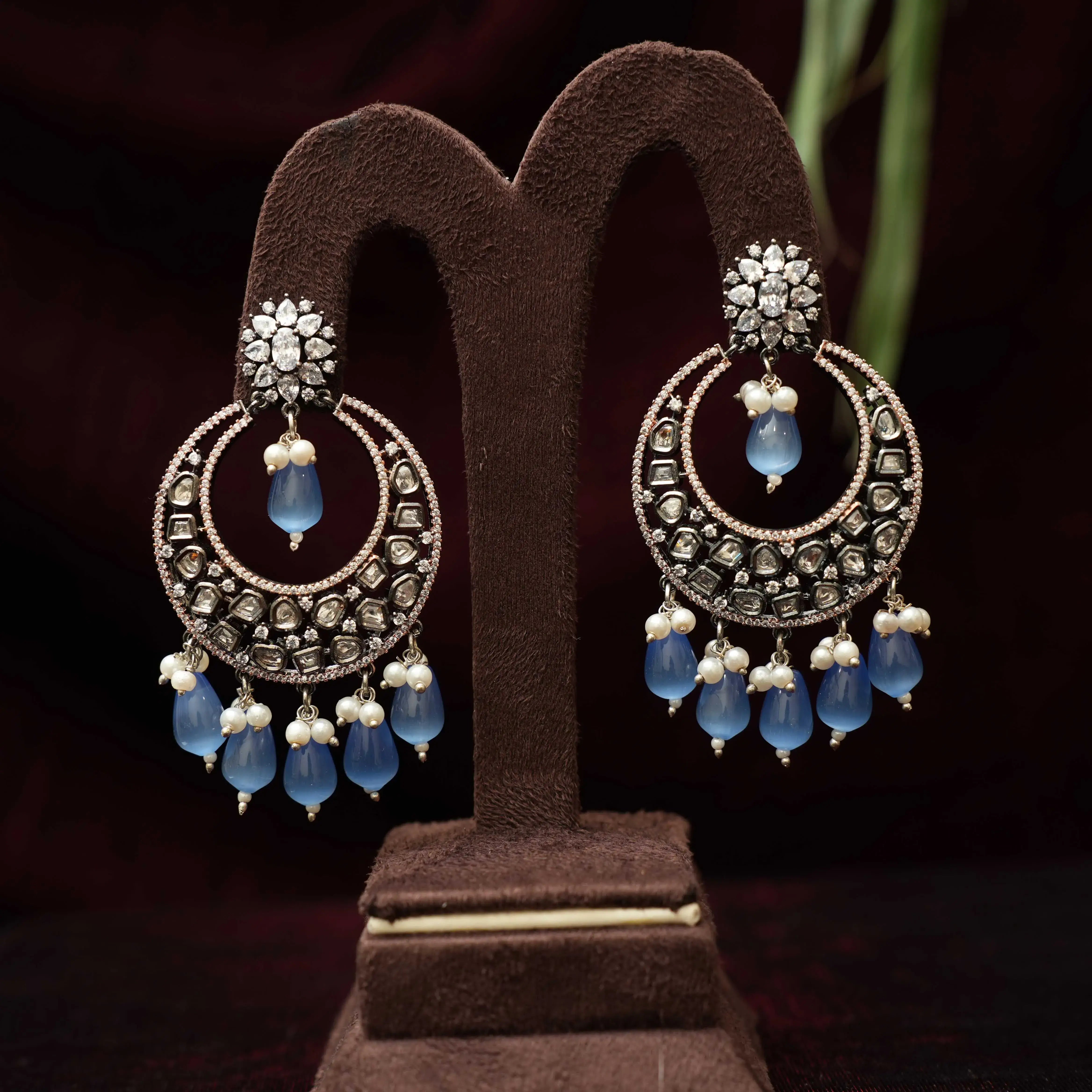 HEEMA DESIGNER EARRINGS - Blue - Rimli Boutique