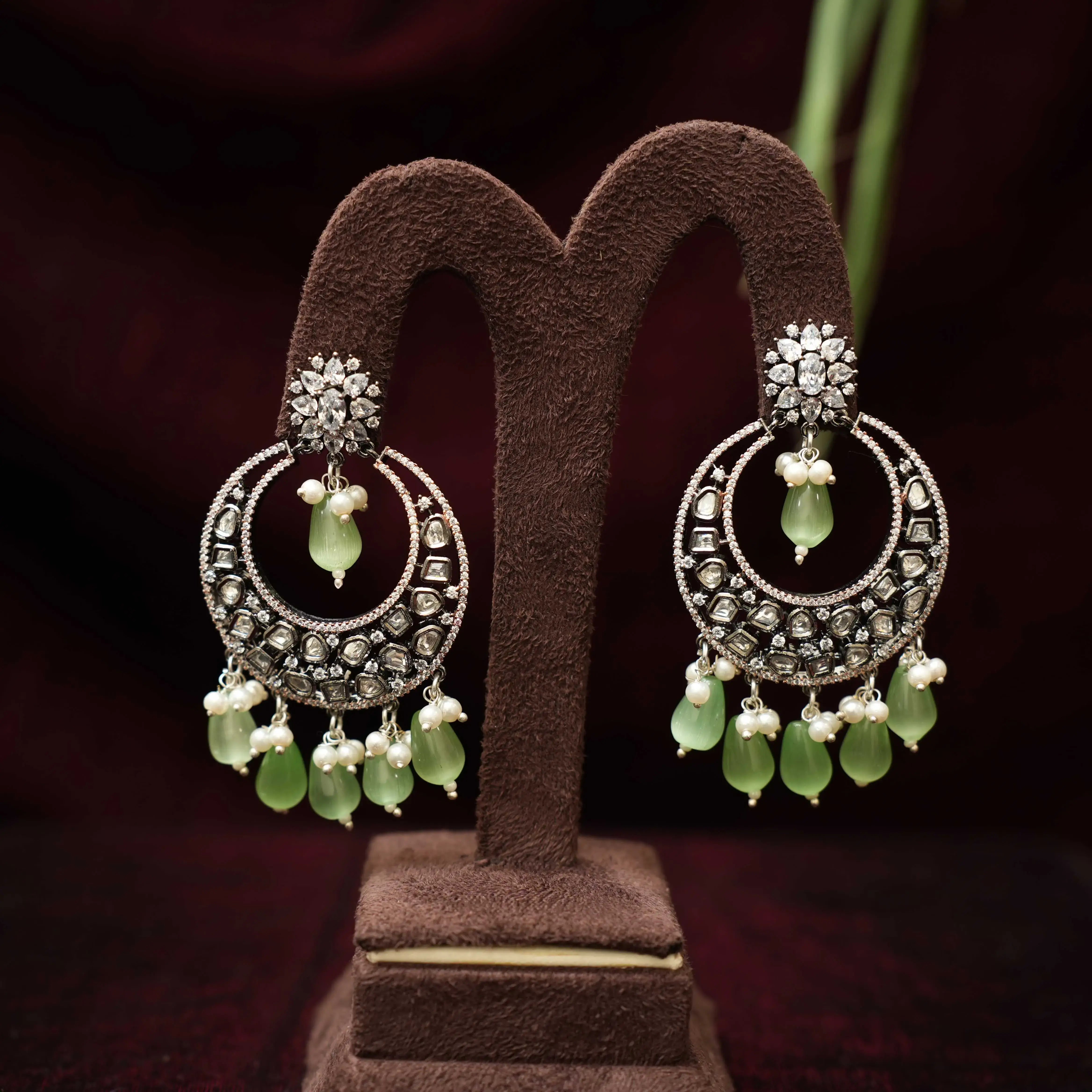 HEEMA DESIGNER EARRINGS - Pastel Green - Rimli Boutique