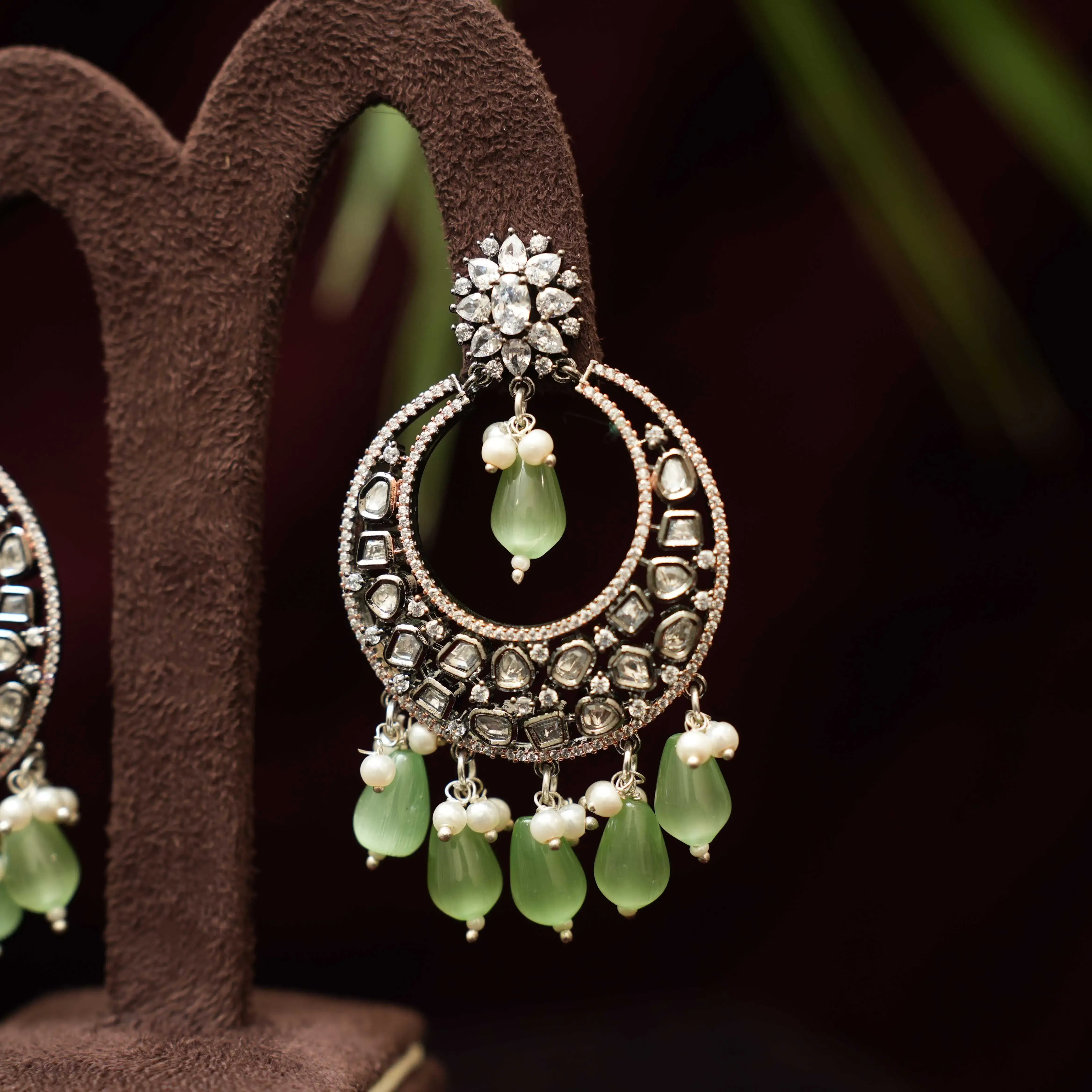 HEEMA DESIGNER EARRINGS - Pastel Green - Rimli Boutique