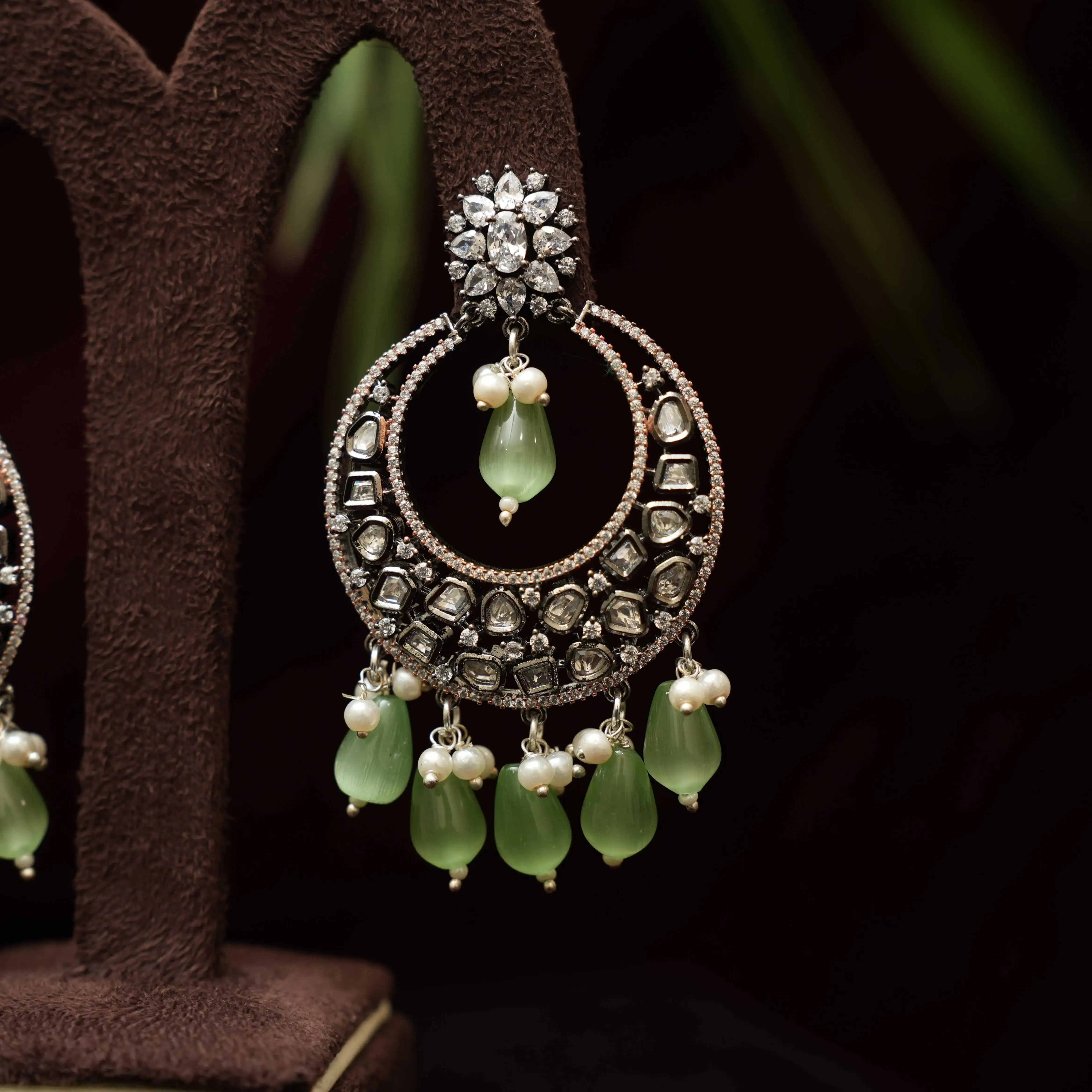 HEEMA DESIGNER EARRINGS - Pastel Green - Rimli Boutique