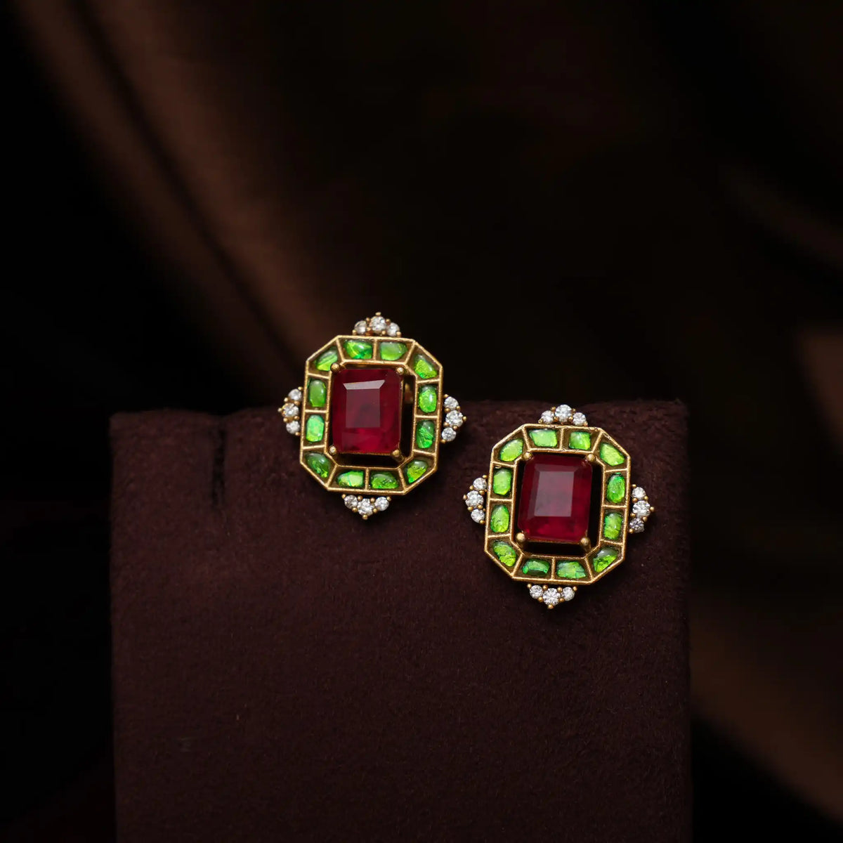Delvika Polki Necklace - Red & Green