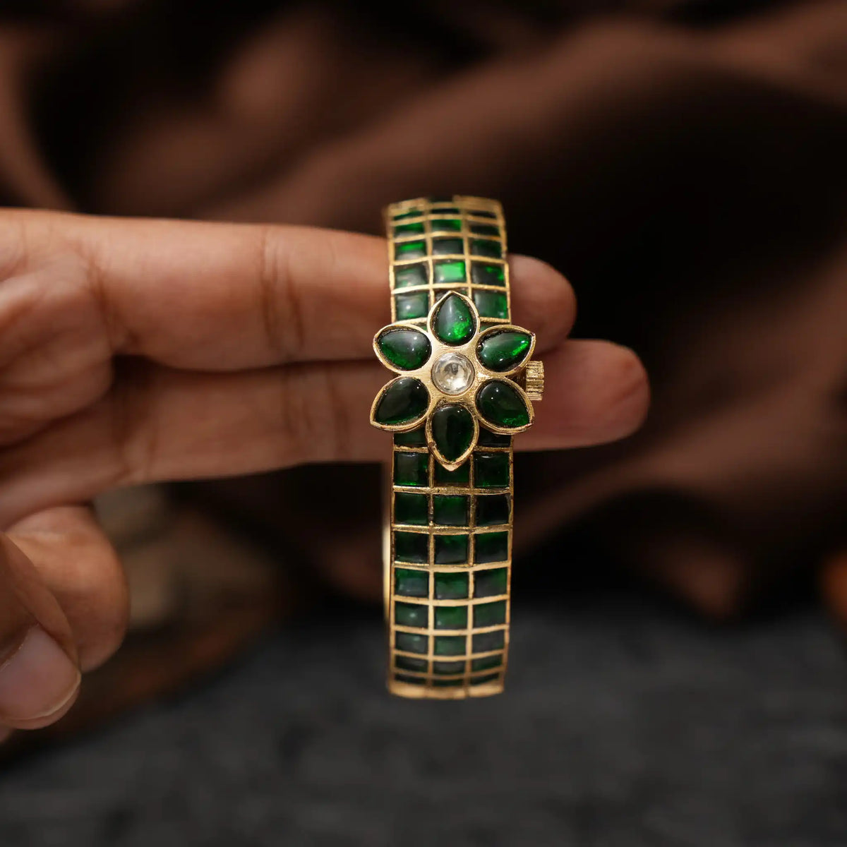 Aakesh Polki Bangle - Green