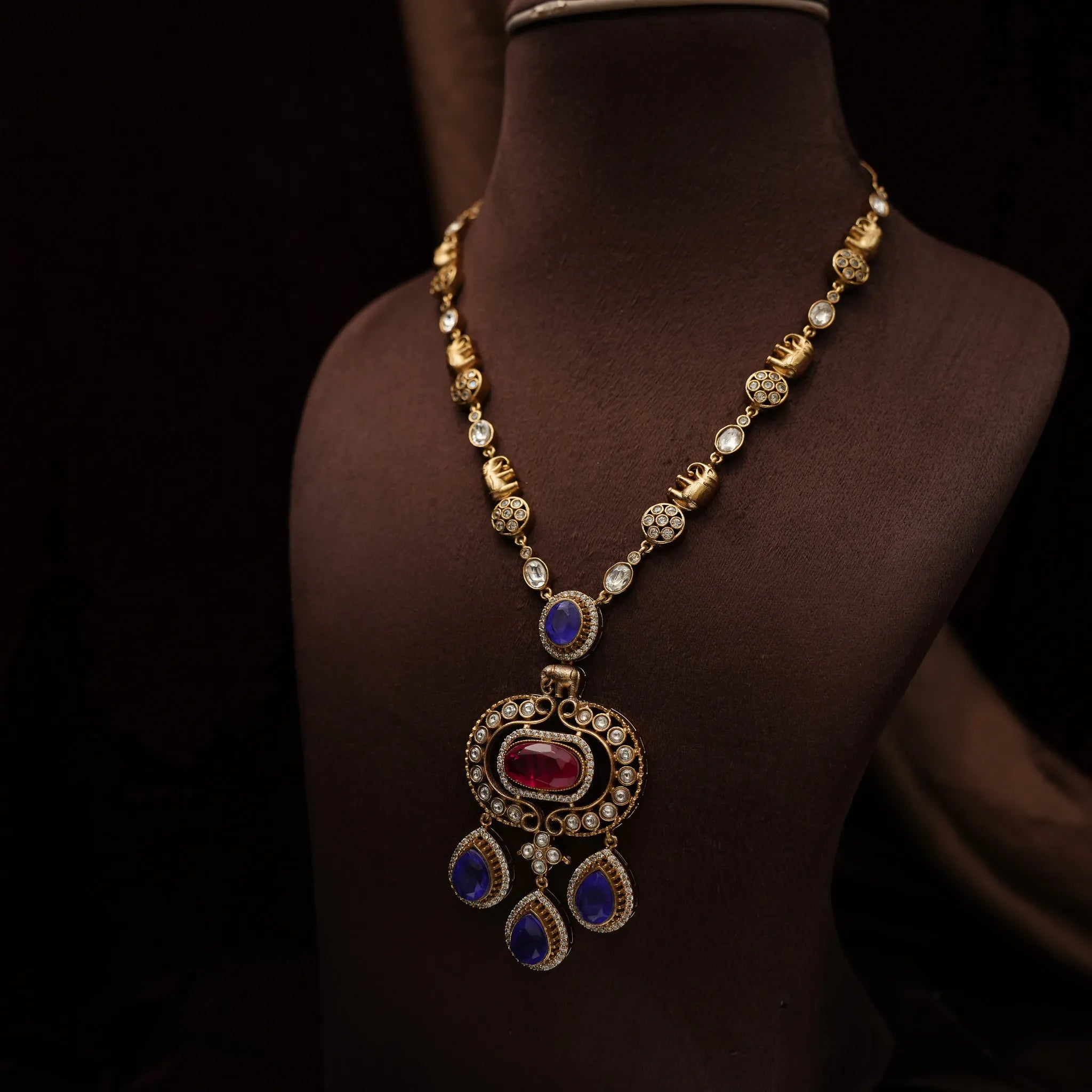 Reyana Victorian Kundan Necklace - Purple