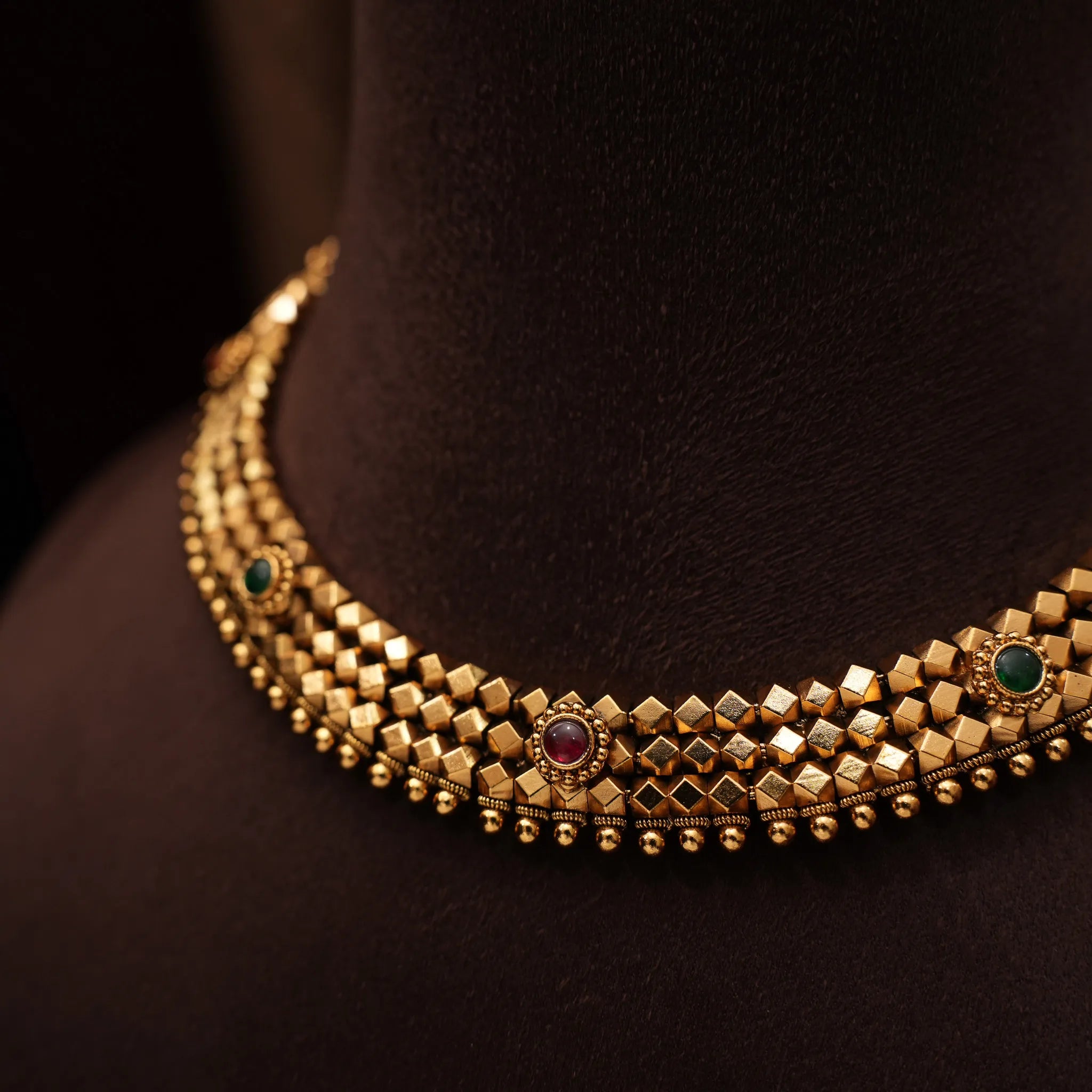 Sachita Antique Choker - Red and Green