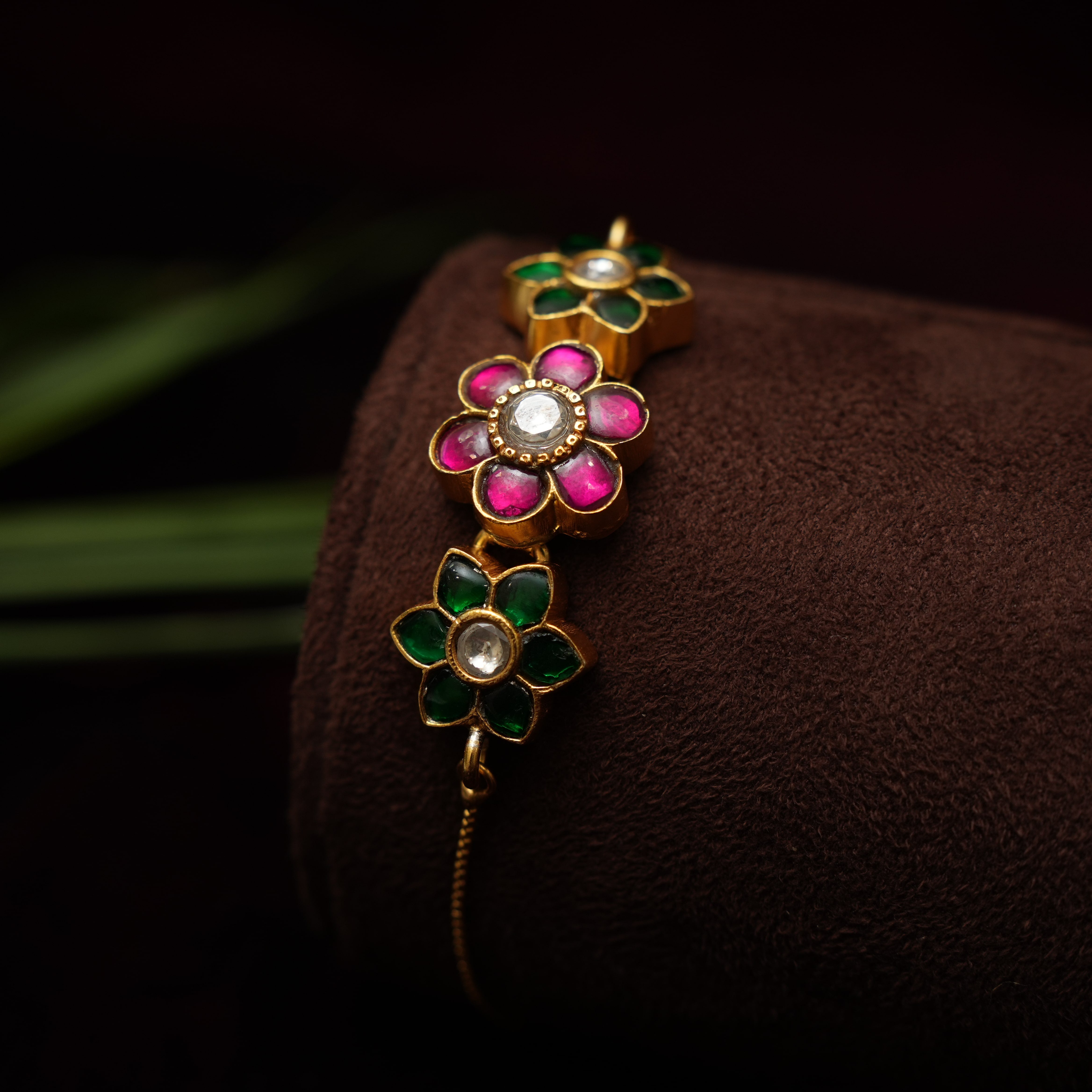 Mina Silver Bracelet - Red & Green - Rimli Boutique