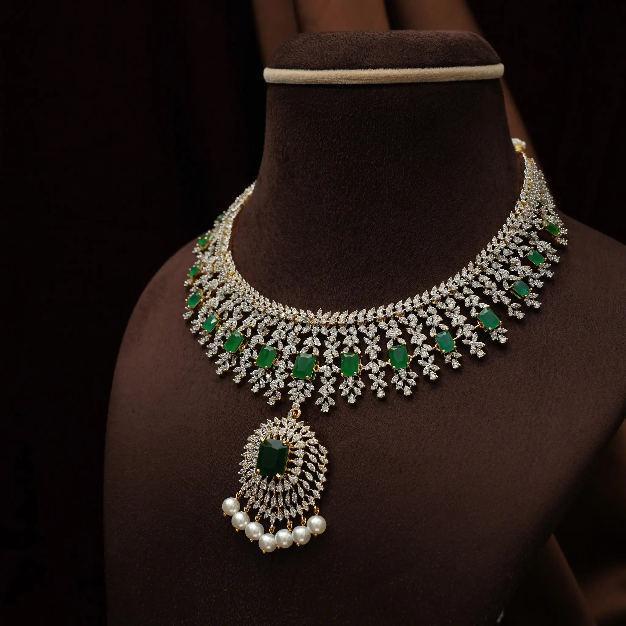 Saanviya Zircon Necklace - Green